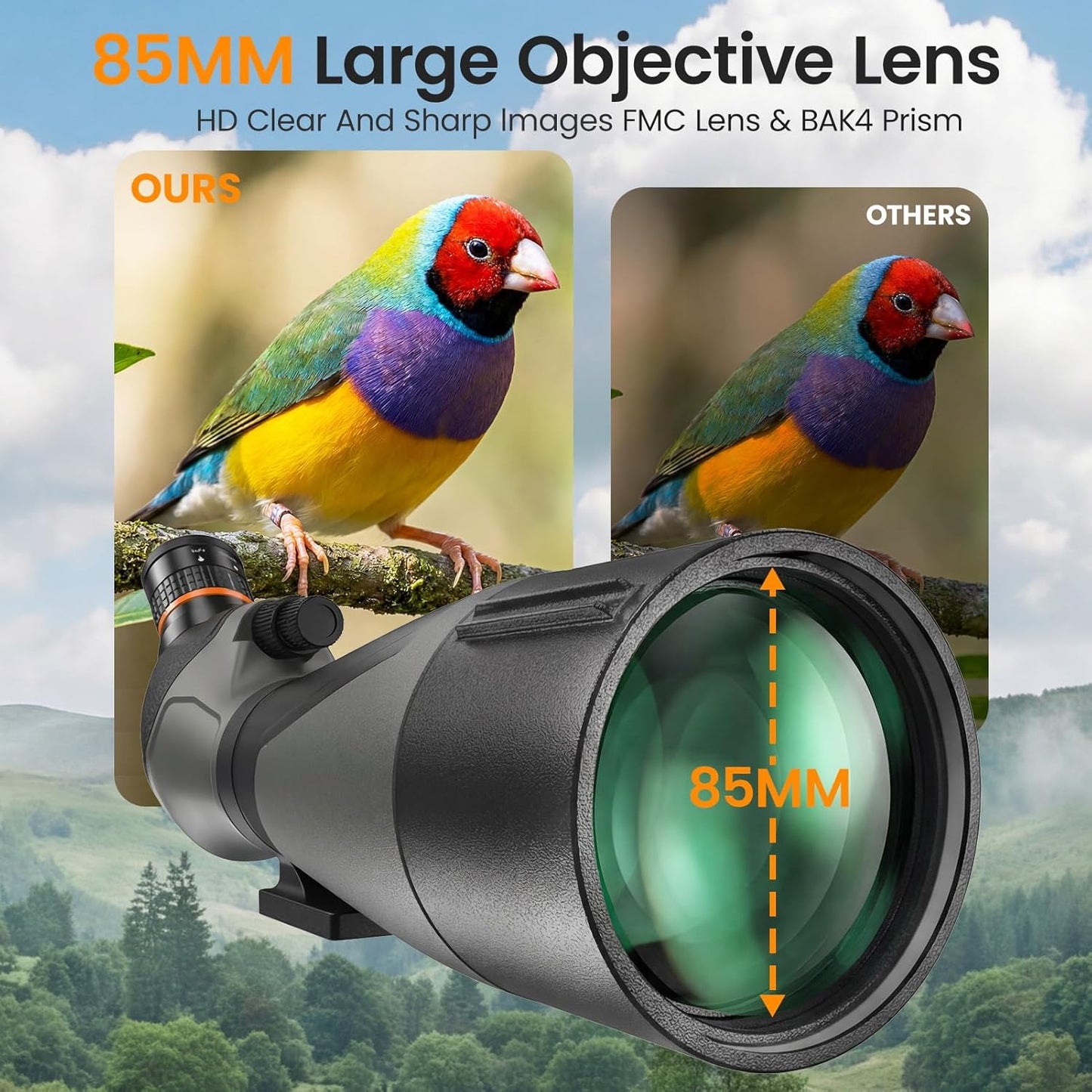 25-75x85 Spotting Scope - Spotter Scope with Tripod, Phone Adapter & C
