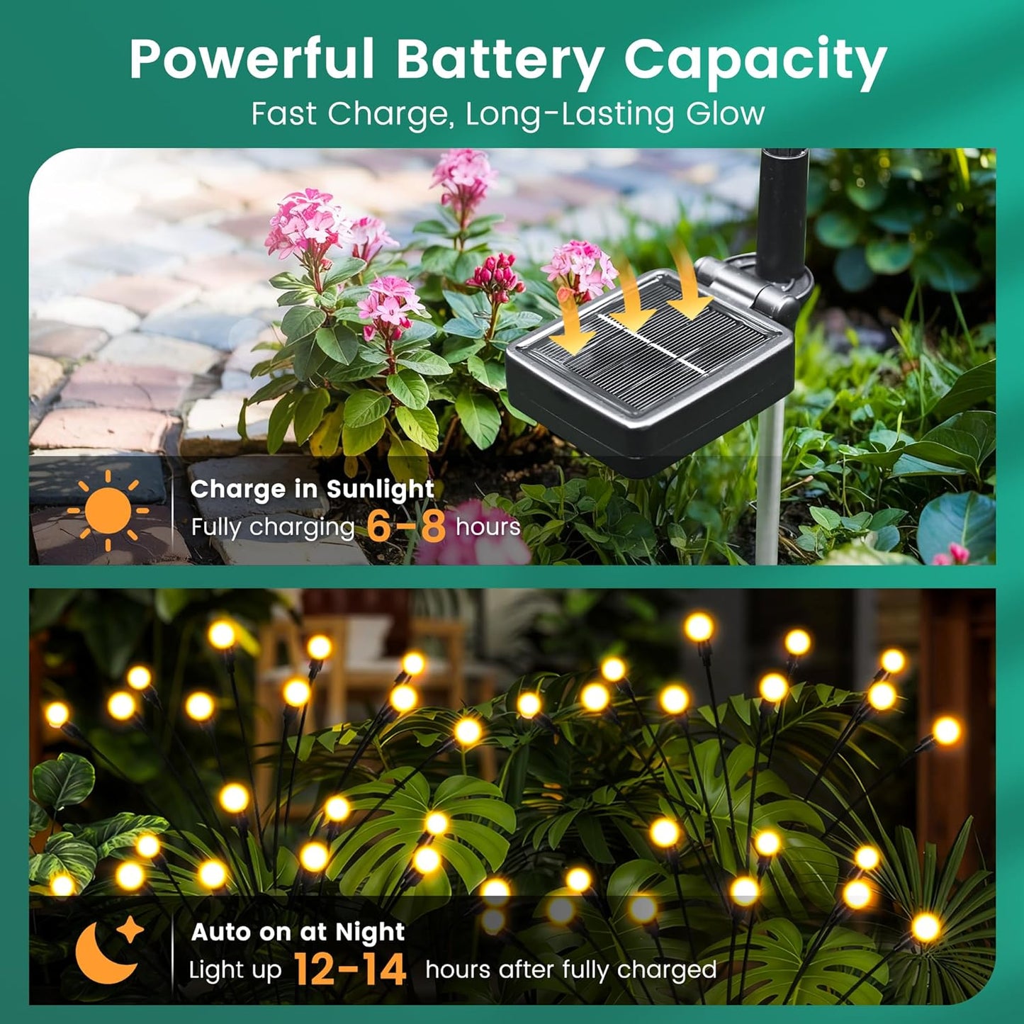Solar Christmas Decorations, 30 LED Firefly Solar Christmas Lights Outdoor Waterproof, Garden Lights for Yard Porch Patio Decor (3 Pack Multi-Colored)