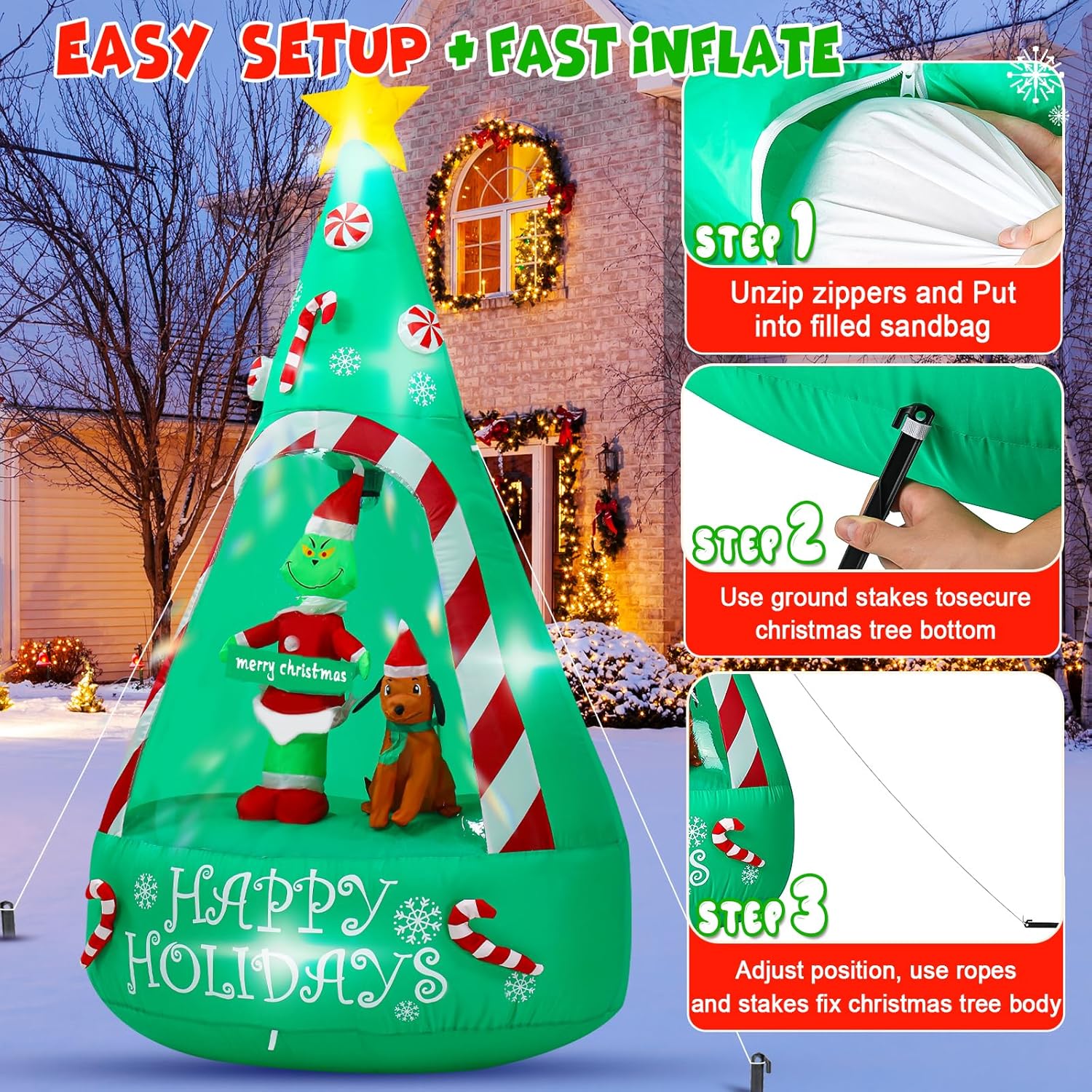Messon 6FT Christmas Inflatable Decorations Outdoor, Lighted Up Christ