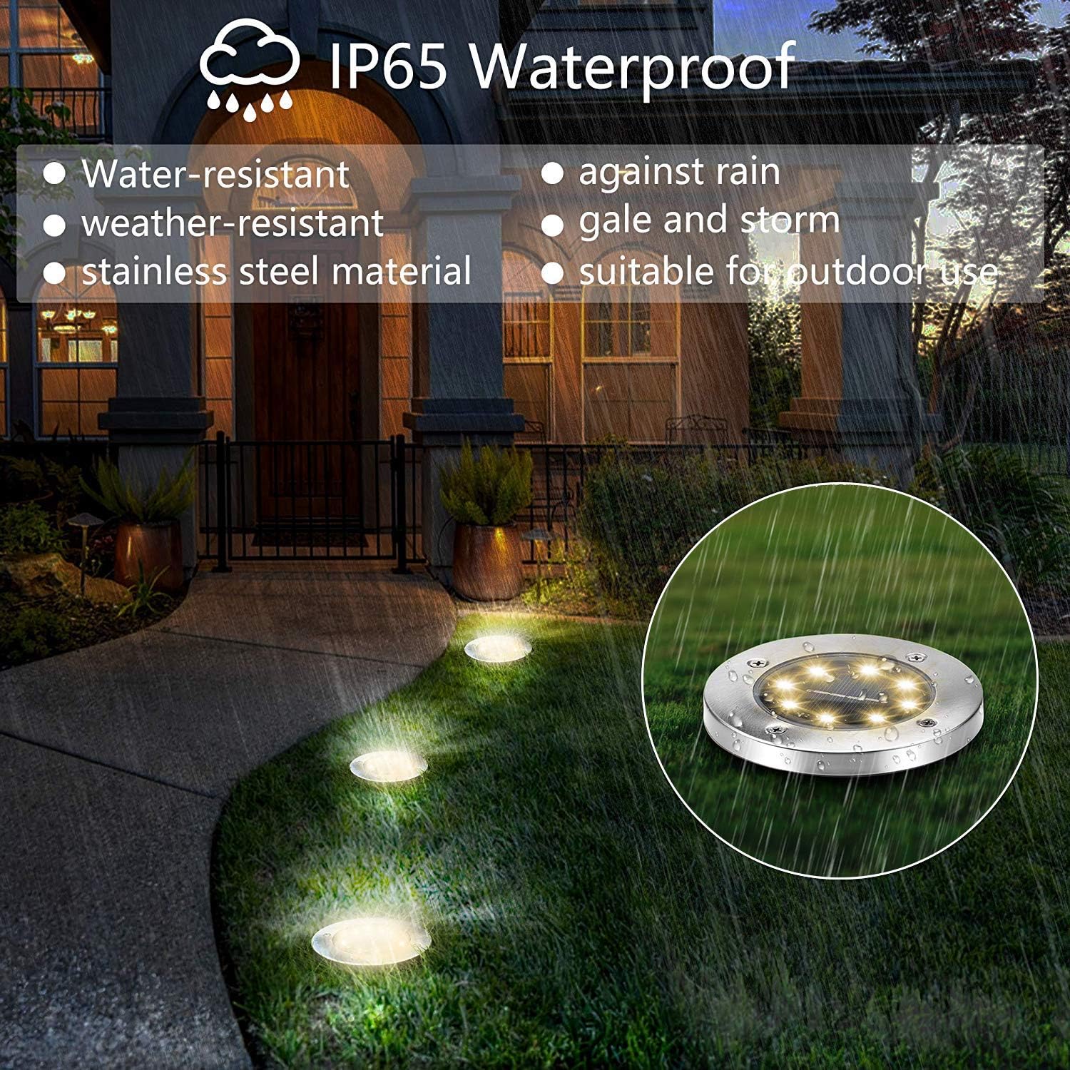 ZGWJ 8 Pack Solar Ground Lights,8 LED Solar Garden Lights Outdoor Wate