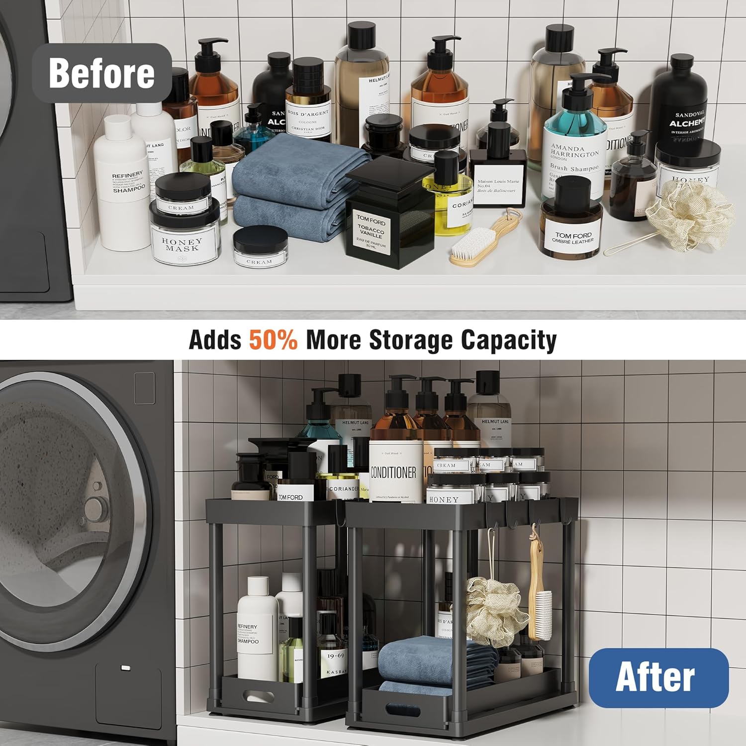 2 Pack Pull-Out Storage Organizers, Under Sink Organizer and Storage f