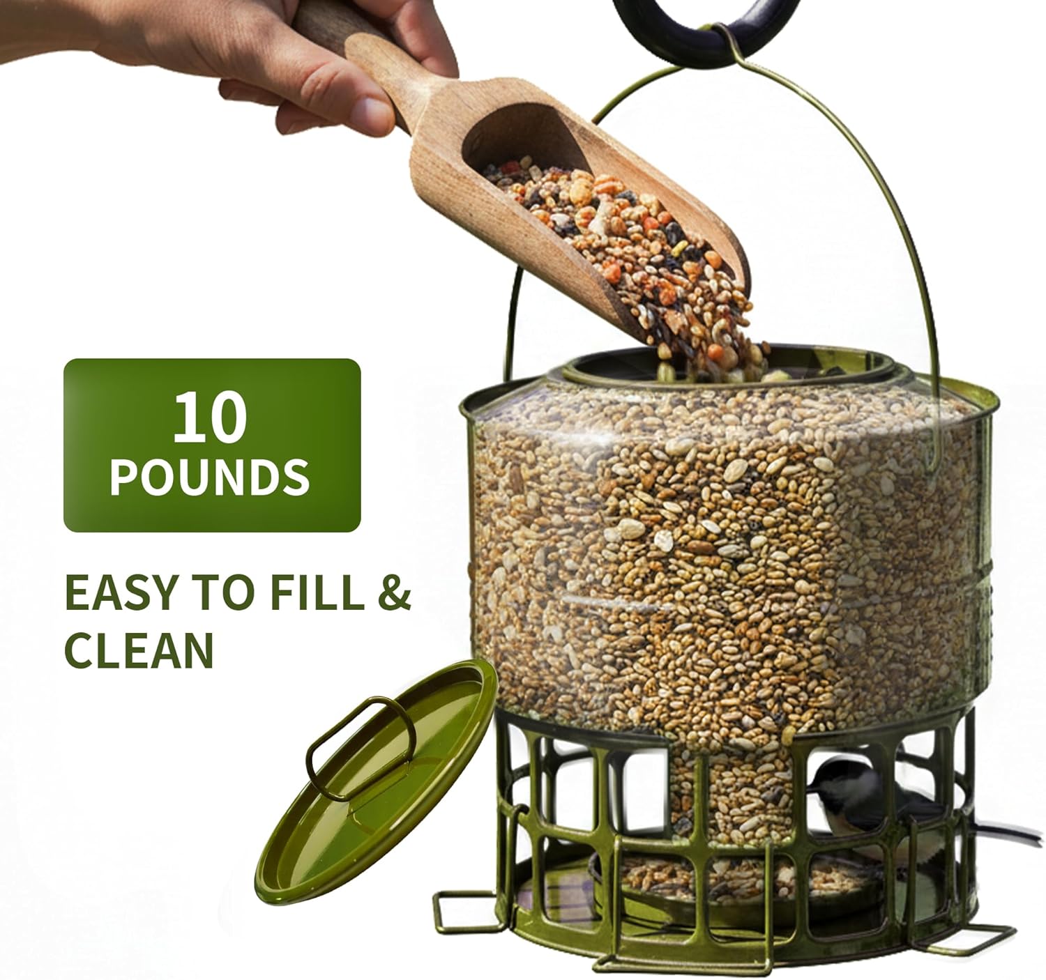 Solution4Patio Bird Feeder, 8LB Powder Coated Metal Wild Birdfeeder wi