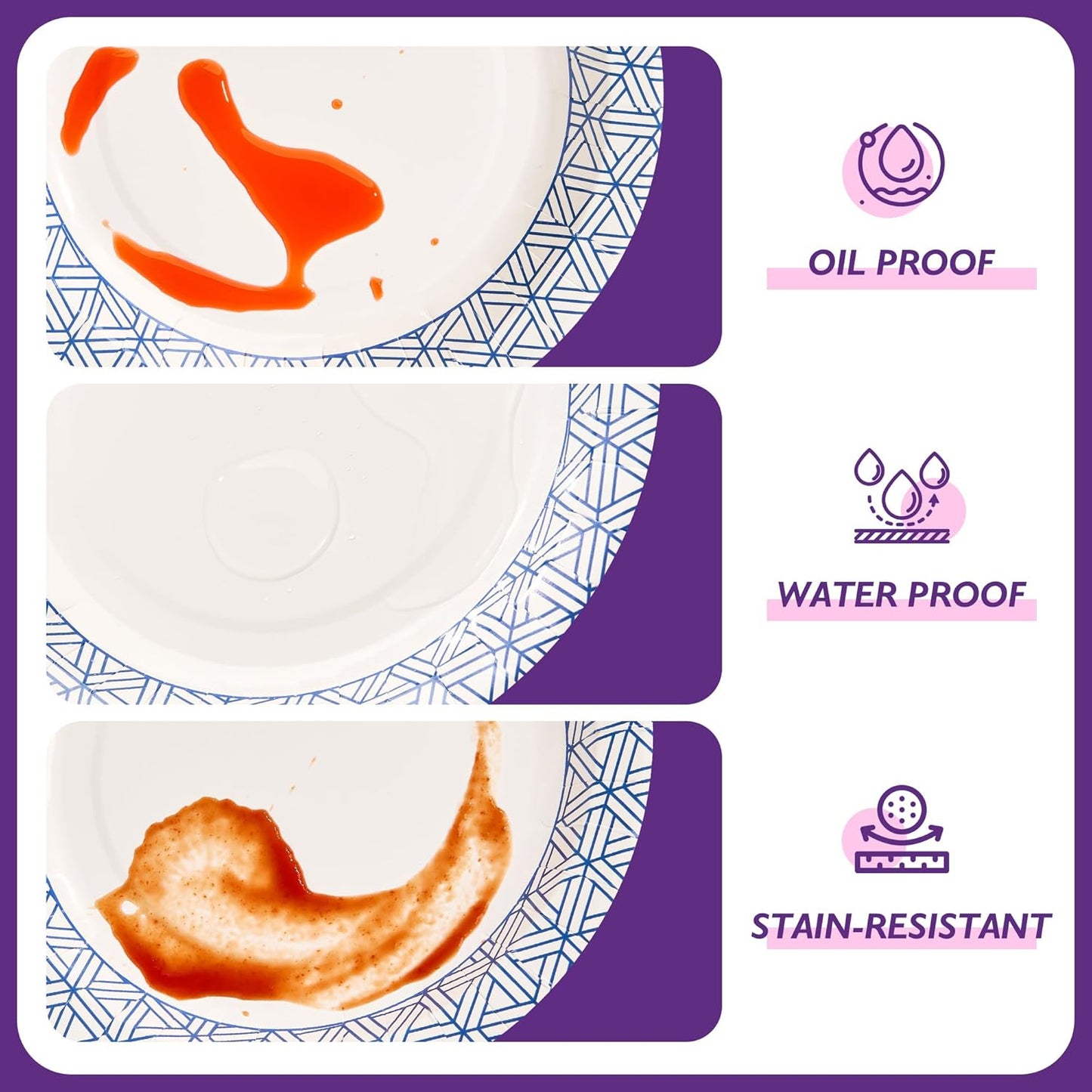 Disposable Paper Plates 8.5 Inch 300 Count, Soak Proof and Cut Resistant Heavy Duty Paper Plates Bulk for Parties, Picnics, Camping, and Everyday Meals