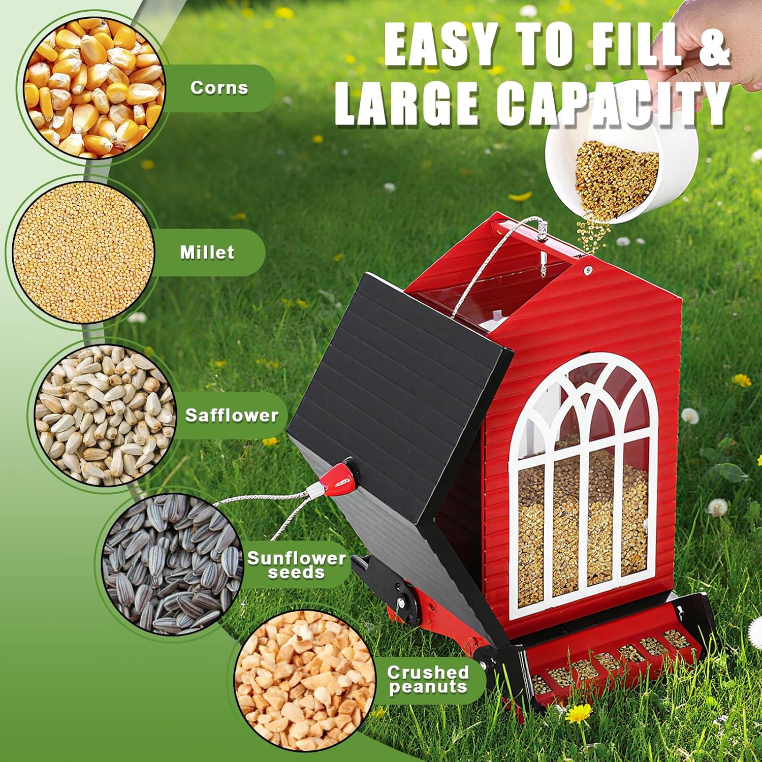 Squirrel Proof Bird Feeder for Outdoors,5LB Large Capacity,Metal Wild 