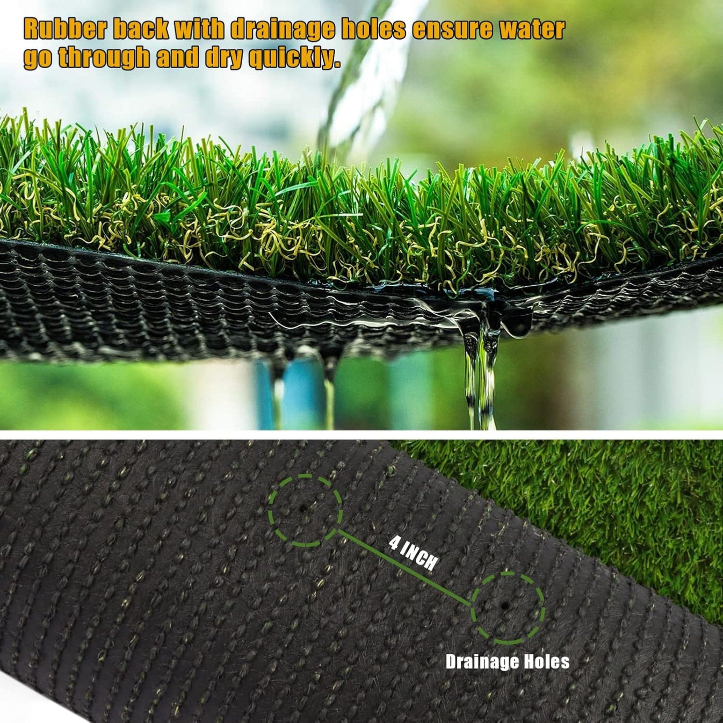 1.38" Artificial Turf Grass,4FT x 6FT Fake Grass Rug Indoor Outdoor,Realistic High-Density Sturdy Artificial Turf Carpet for Dogs Pets Garden Lawn Landscape