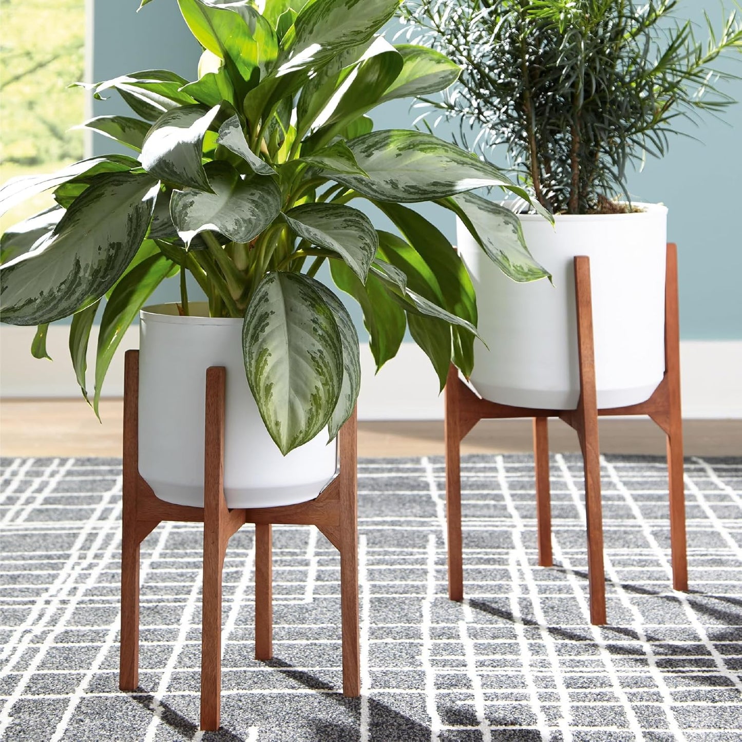Signature Design by Ashley Dorcey Mid Century Modern Planter, 2 Count, Brown & White