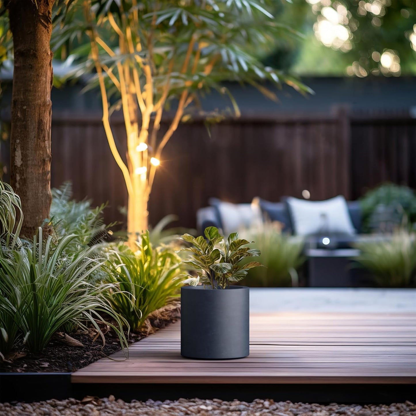 Kante 9.8" Dia Round Concrete Planter, Modern Style Large Cylindrical 