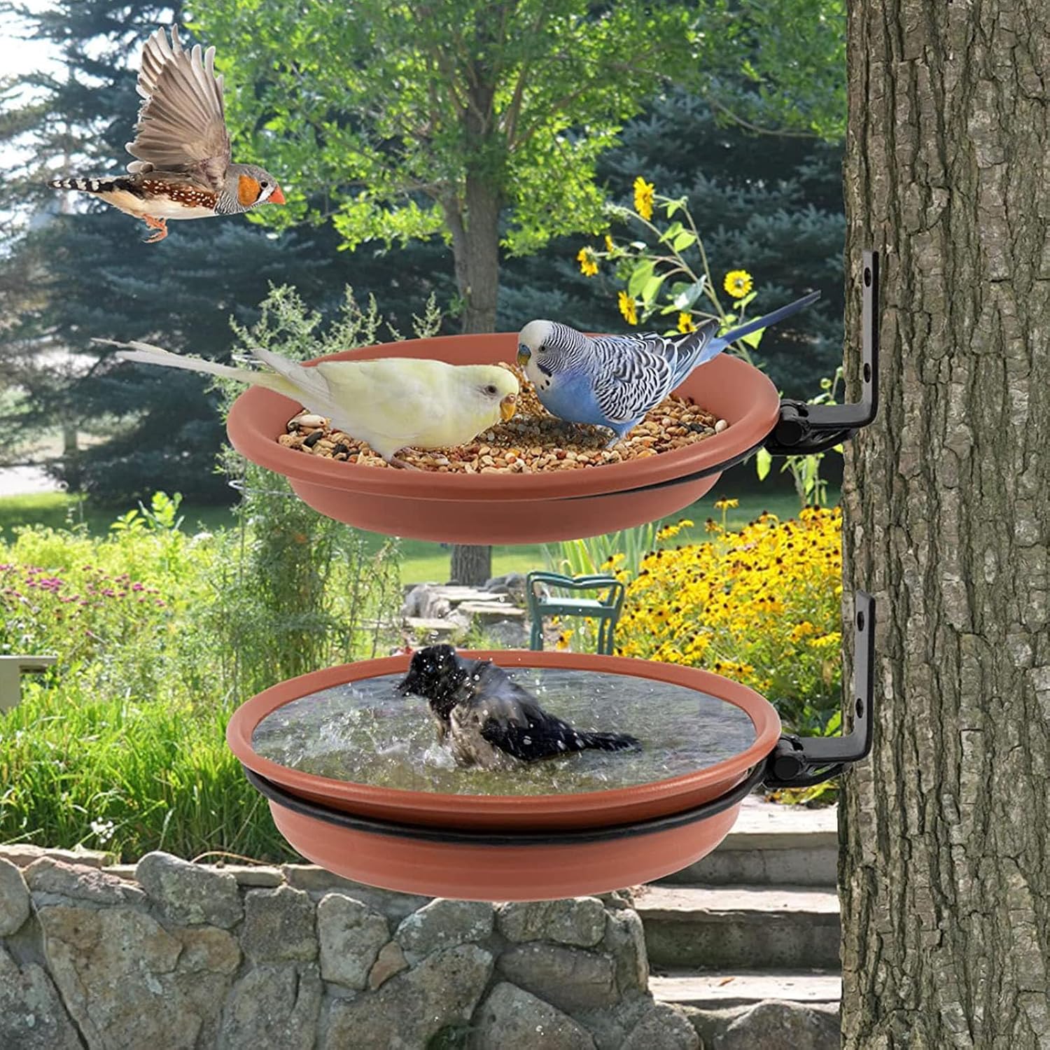 2. Spacious Double Deck Garden Bird Feeder Build Squirrel Guard Multif