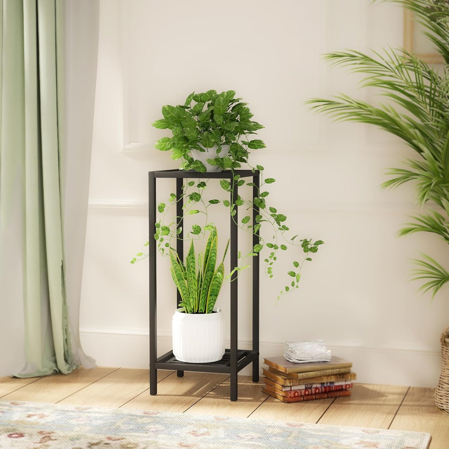 Zhongma 2 Tier 30" Tall Indoor Outdoor Plant Stand, 12 L x 12 W x 30 H