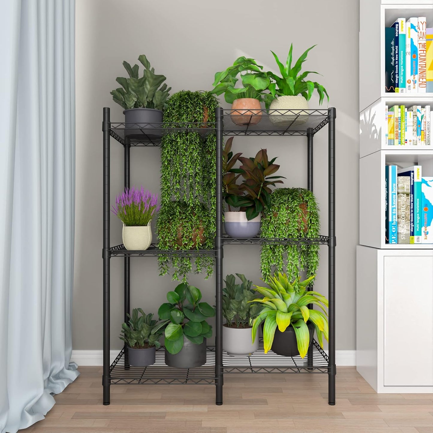 Xiofio 6-Tier Metal Plant Stand for Indoor Outdoor, Multiple Flower Po