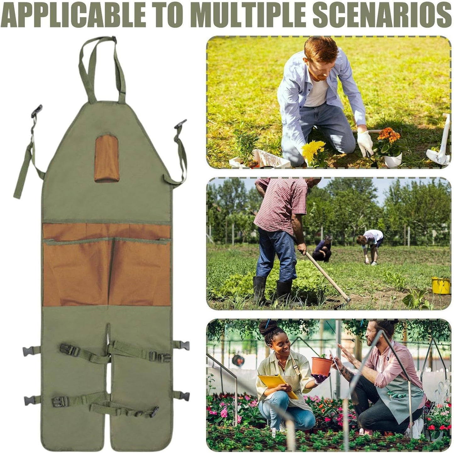 Adjustable Work Gardening Apron, Waterproof Lightweight Tool Apron, Practical Outdoor Gardening Accessory with Storage