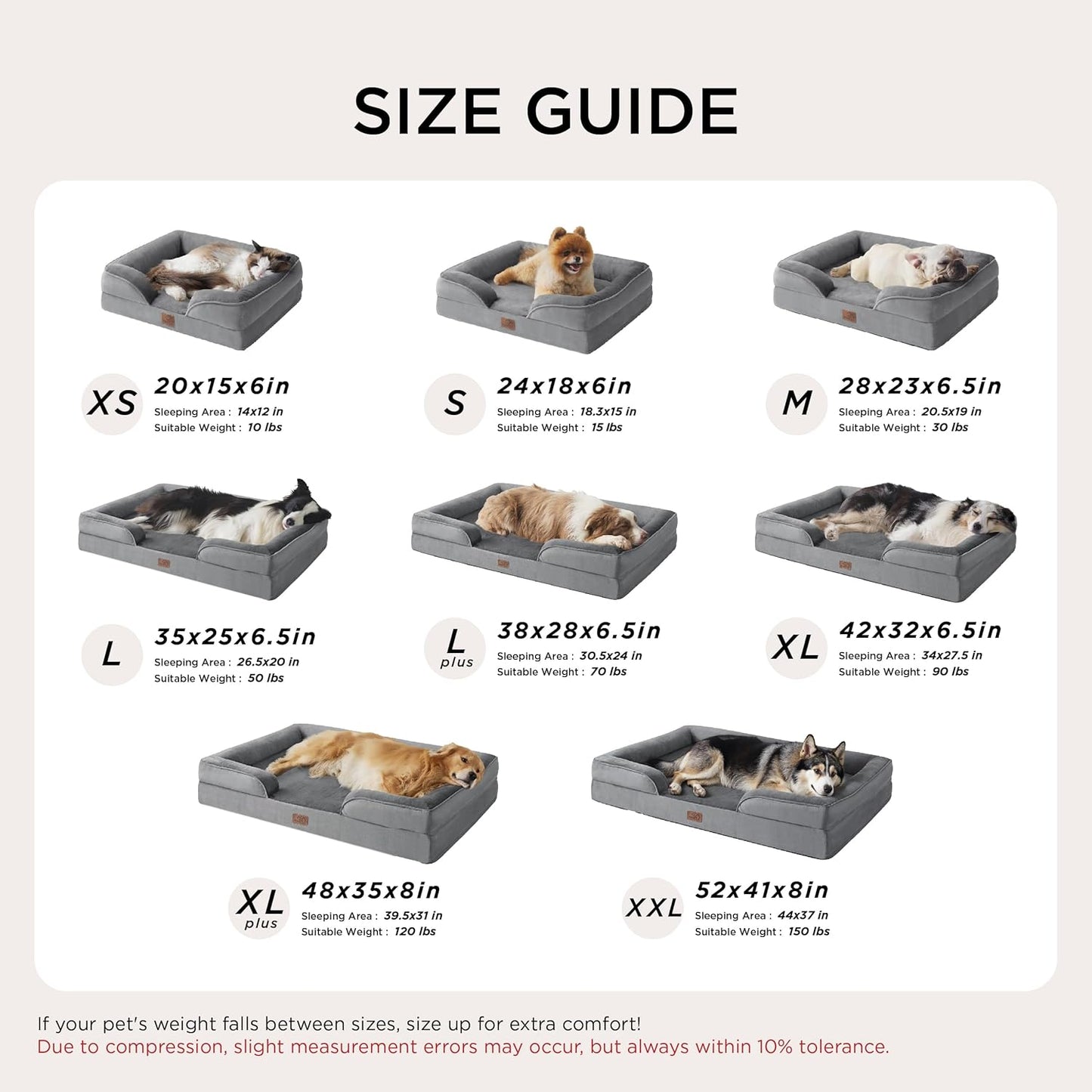 Bedsure Orthopedic Dog Bed Medium Size Dogs - Washable Small Medium Do