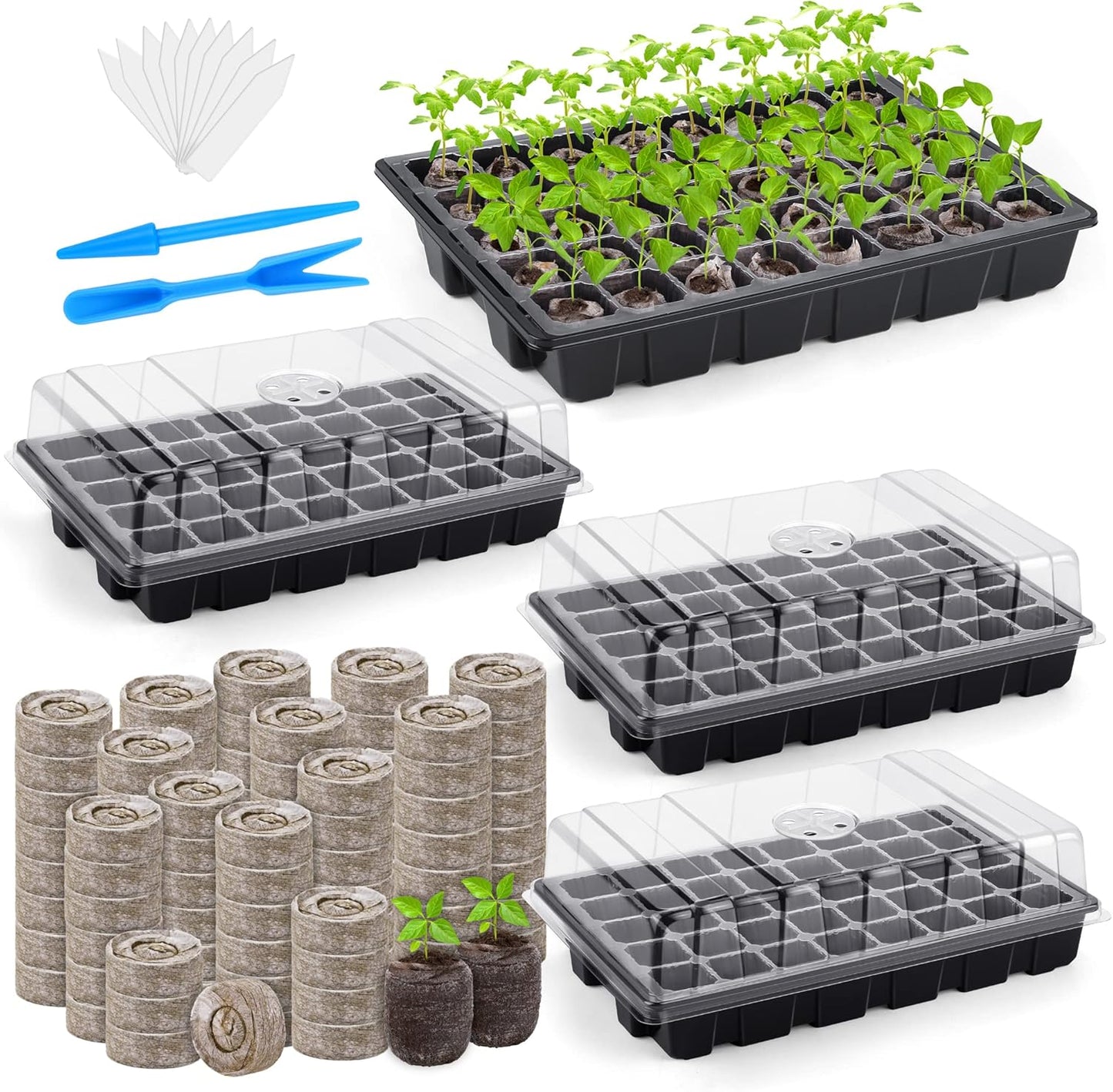 3 Pack Seed Starter Tray Kit 120-Cells Germination Starter Tray with H