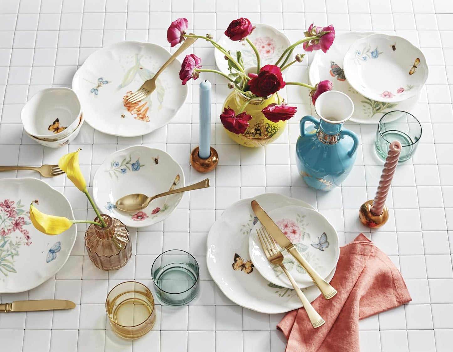 Lenox Dinnerware Set, Butterfly Meadow 28-Piece Set, Service For 4, Po