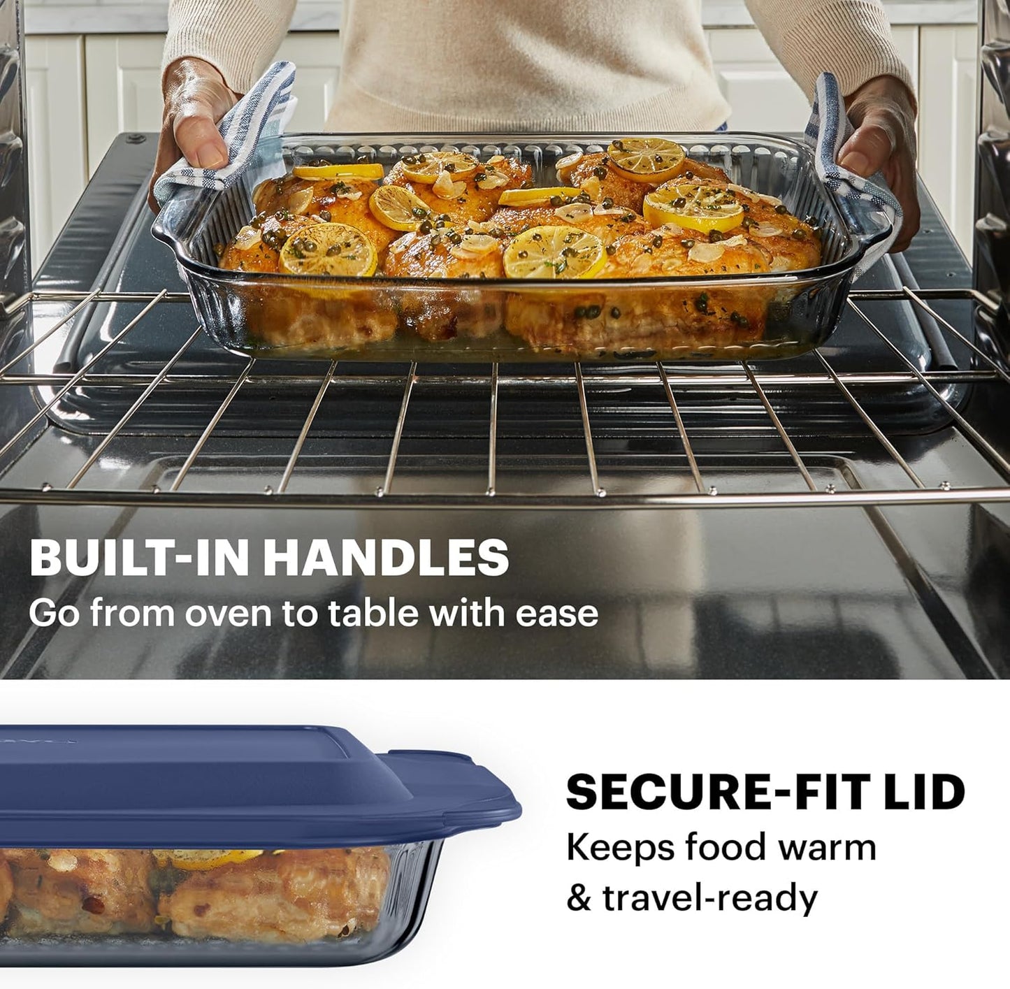 Pyrex Colors Tinted (9x13) Glass Baking Dish with BPA-Free Lid, Oblong