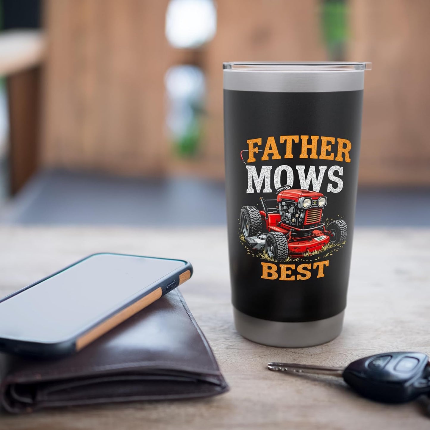 FATHER MOWS BEST Lawn Care Humor Stainless Steel Insulated Tumbler