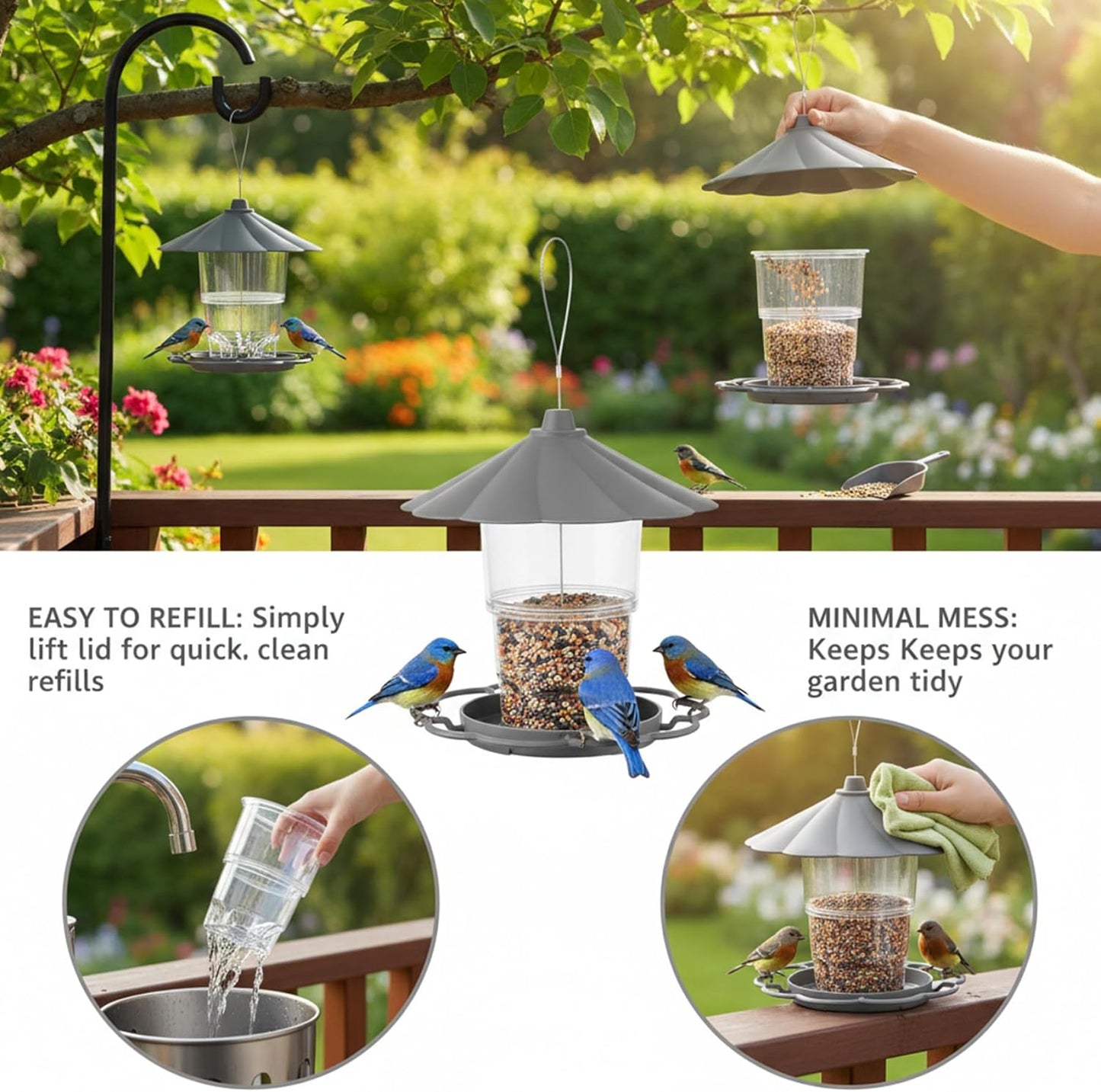 Feeders Squirrel Proof Bird Feeder, Large Capacity Hanging Bird Feeder