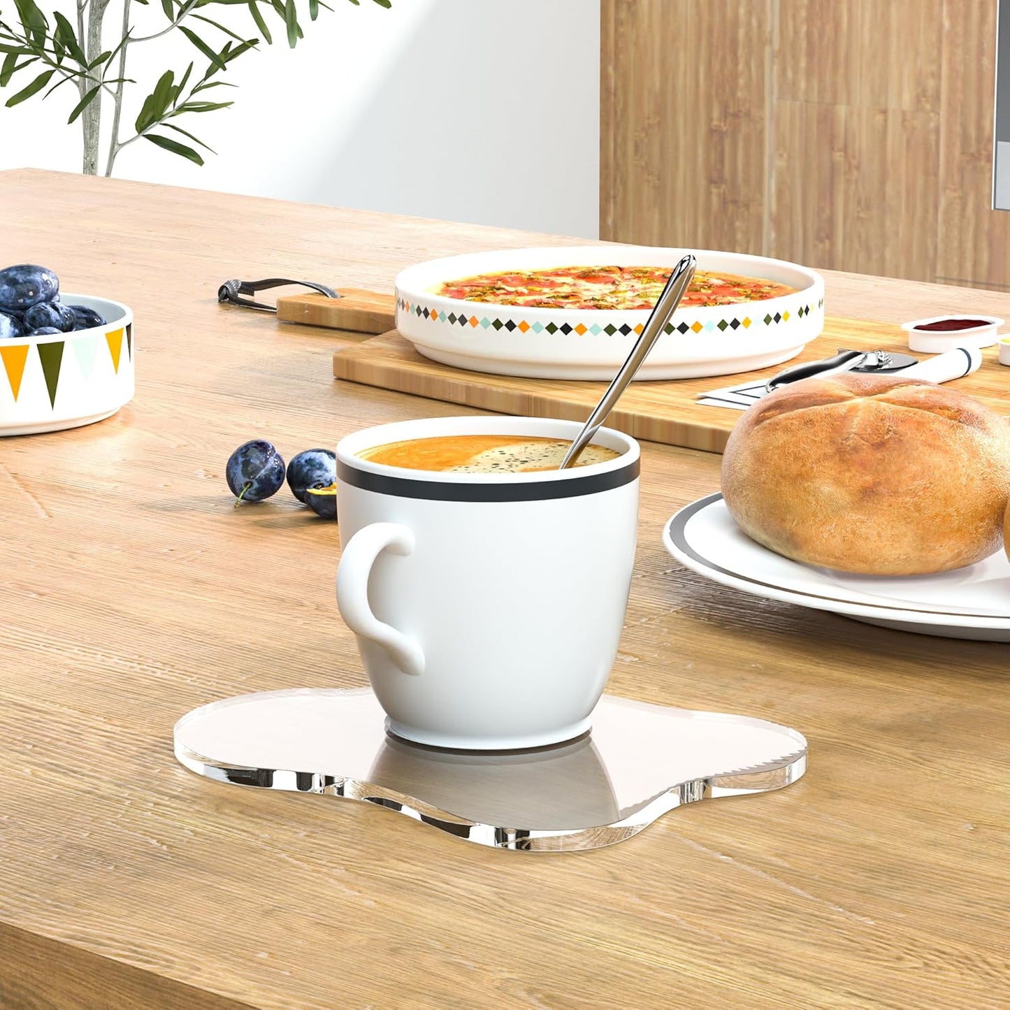 Acrylic Coaster Decorative Plates, Irregular Bar Drink Coaster, Clear Cloud Shape Coffee Cup Coaster, Perfect for Tabletop Protection and Accessories Display.(Clear)