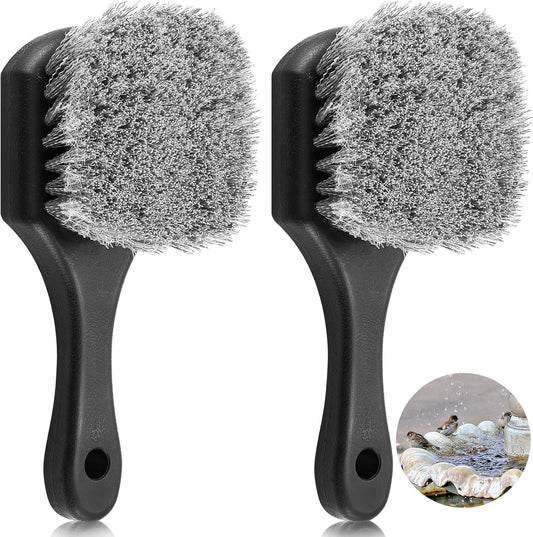 2 Pcs Bird Bath Cleaning Brush Hard Bristle Stiff Bristle Brush with Plastic Handle Utility Scrub for Bird Feeder Bath Accessories Fountain Outdoor Cleaning(Gray)
