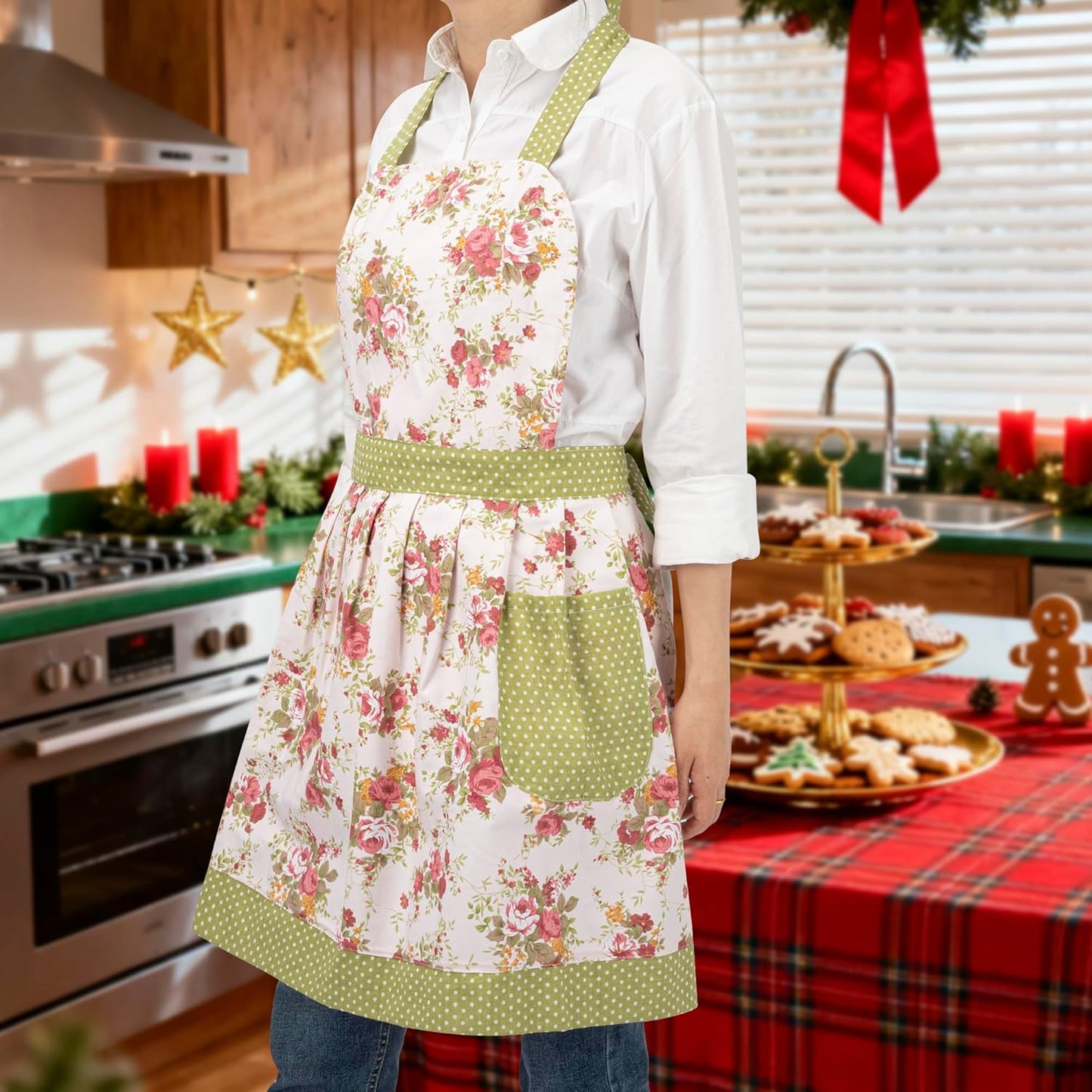 NEOVIVA Kitchen Aprons for Women with Pockets,Cooking Aprons for Women