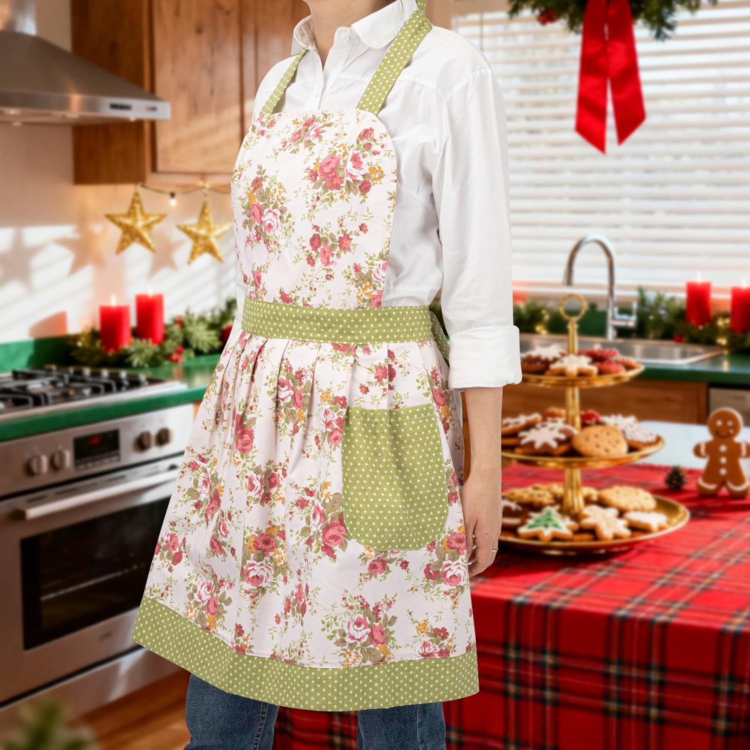 NEOVIVA Kitchen Aprons for Women with Pockets,Cooking Aprons for Women