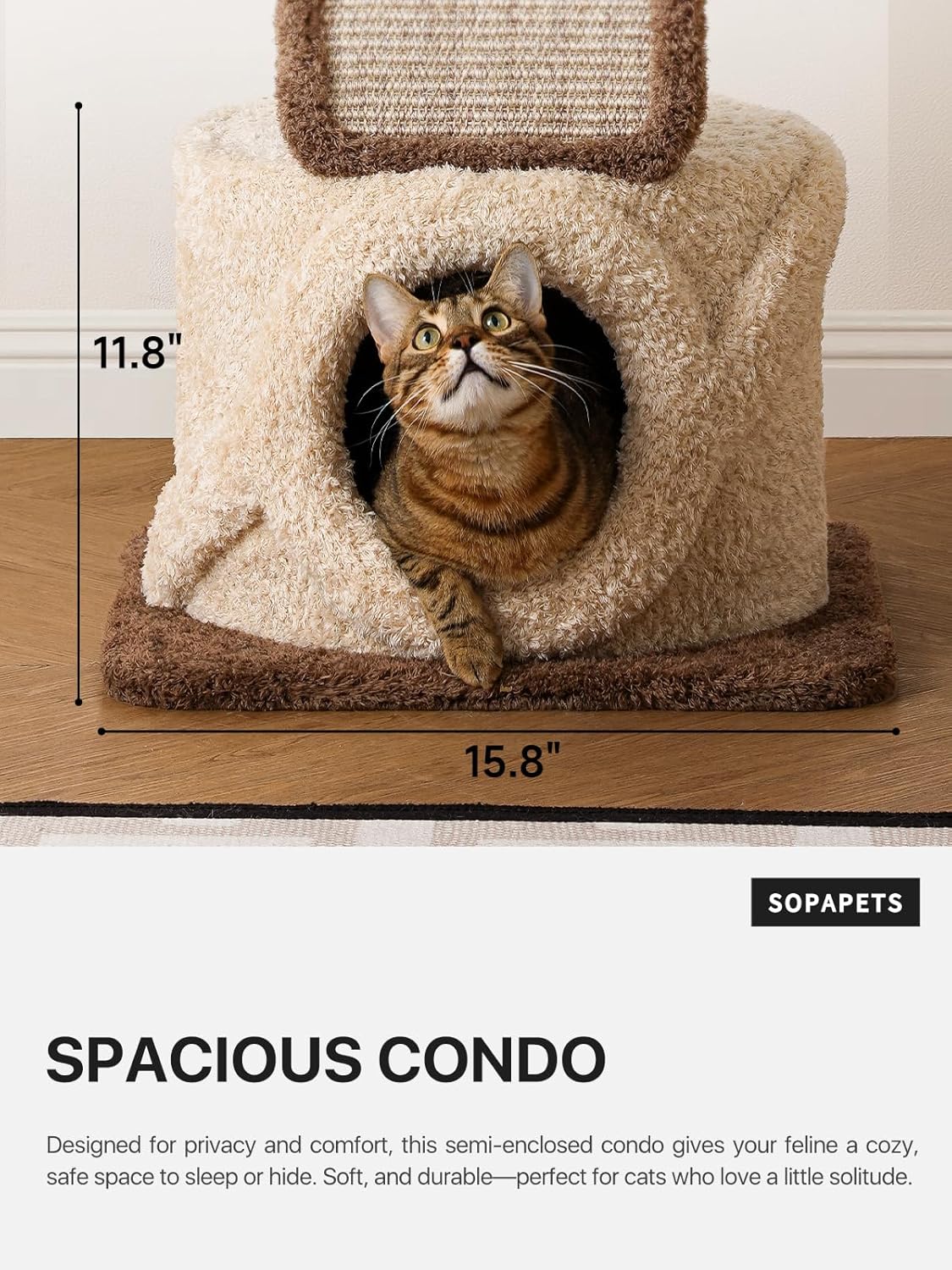 40 Inch Tall Modern Solid Wood Cat Tree Tower for Indoor Cats Large Ad