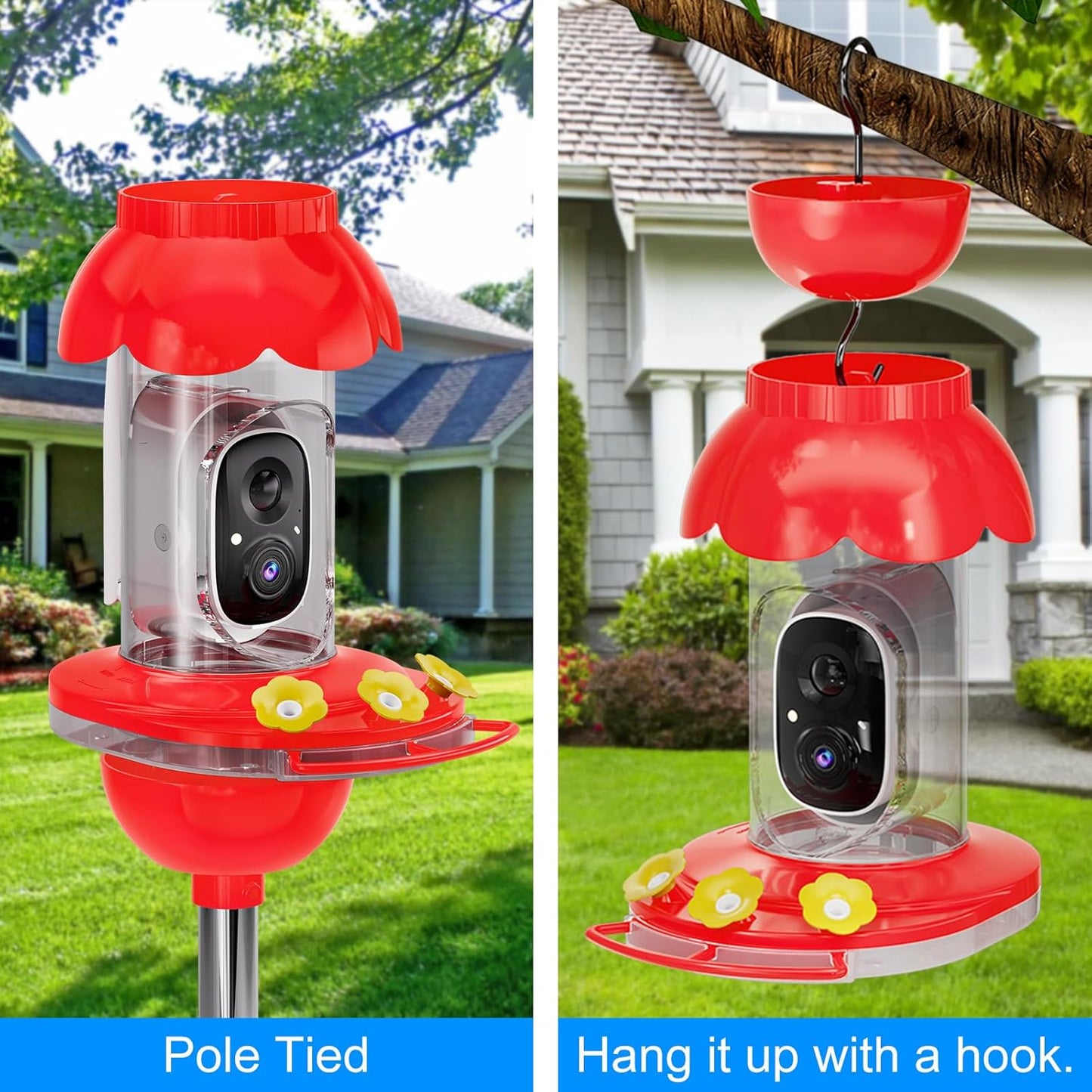 Hummingbird Feeder with Camera,Wireless Smart Bird Feeders for Outdoors Video Watching AI Camera with Auto Capture Videos & Motion Detection Ideal Gift for Bird Lovers