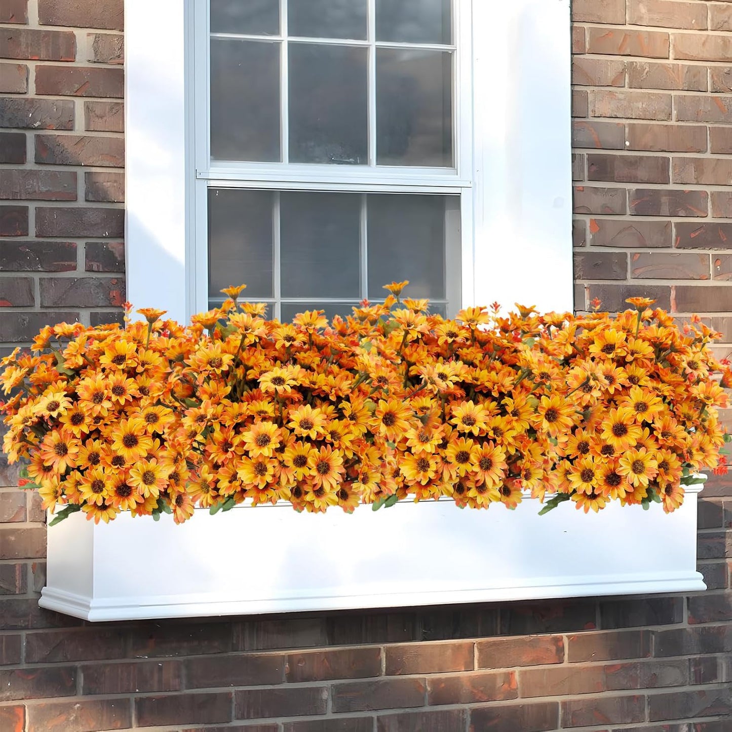 10 Bundles Artificial Fall Flowers Fake Mums Outdoor No Fade Faux Silk Daisy Bulk Plants Flower Arrangements for Autumn Home Outside Porch Patio Farmhouse Garden Pots Planter Decor