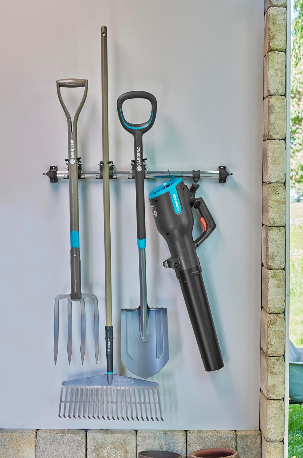 Gardena Set of Single Holders and Single Hooks: Brackets for Garden Tools, Extension for Tool Rack Plus, Universal Hook Made from Recycled Materials (3510-20)