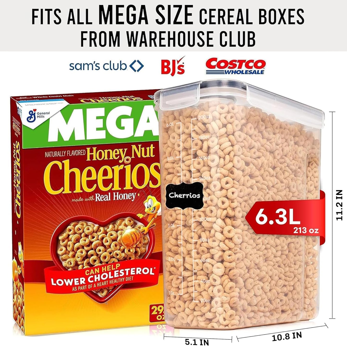 Shazo 2 Pack (6.3 L / 213 oz / 6.7 qt) EXTRA Large Airtight Food Storage Cereal Containers for Bulk Food Storage BPA-Free Plastic Container, Pantry Organization and Canister for Rice, Sugar & Flour