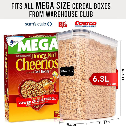 Shazo 2 Pack (6.3 L / 213 oz / 6.7 qt) EXTRA Large Airtight Food Storage Cereal Containers for Bulk Food Storage BPA-Free Plastic Container, Pantry Organization and Canister for Rice, Sugar & Flour