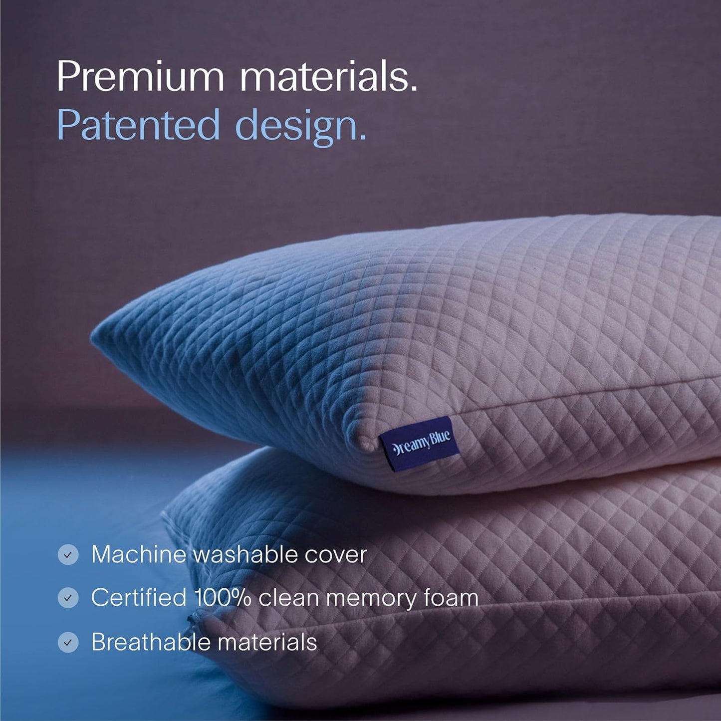 DreamyBlue Signature Pillow w/Adjustable Loft • Shredded Memory Foam F