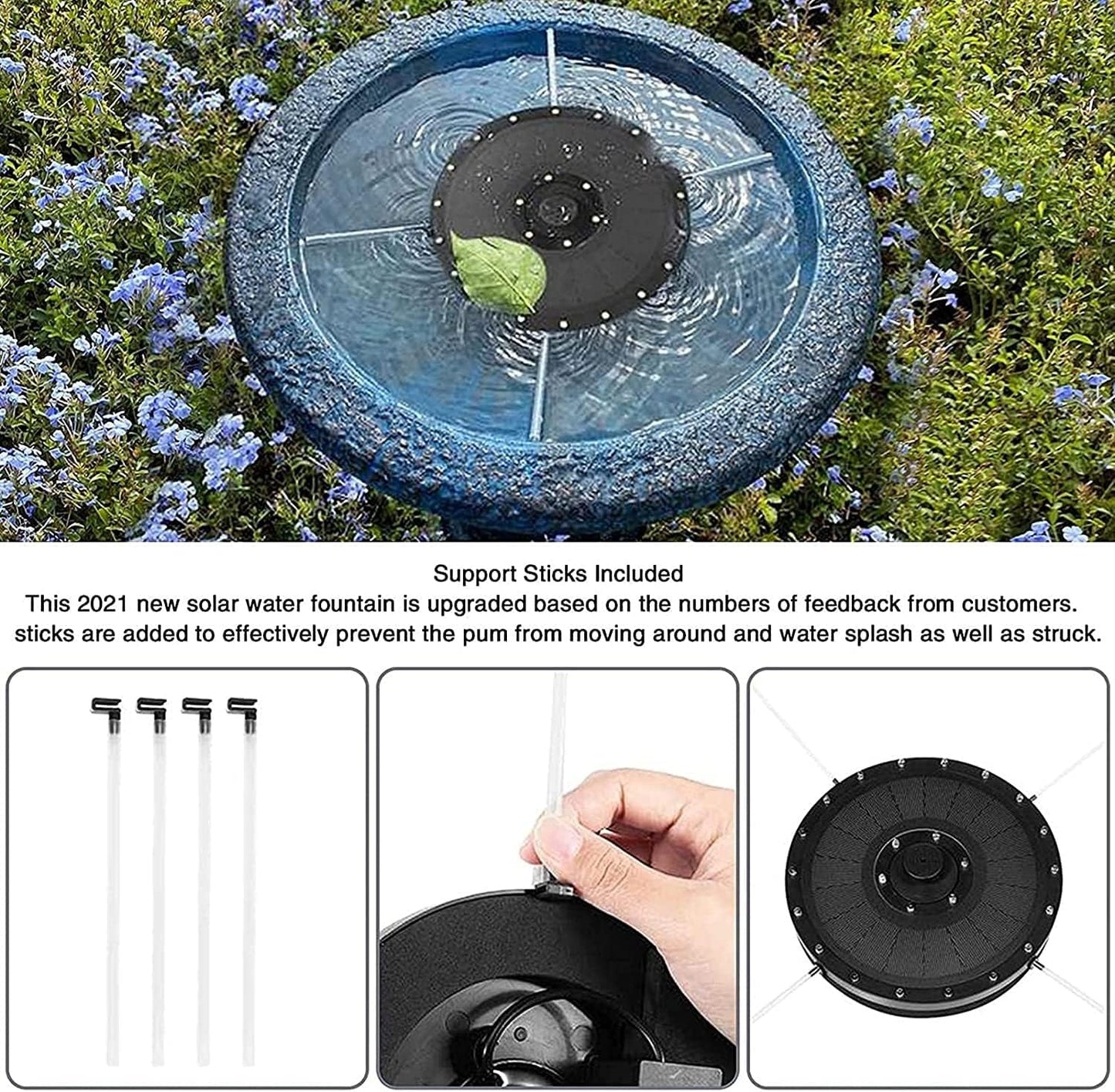 Solar Fountain Pump, 3.5W Solar Bird Bath Fountain with 24 LED Lights, 7 Water Styles, Free Standing Floating Solar Fountain for Garden, Patio, Pond, Pool, Fish Tank