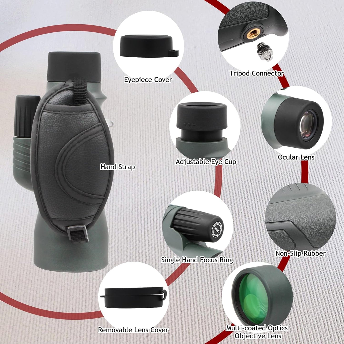 Astromania 10X50 BAK4 High Power Prism Monoculars, Waterproof, Compact Handheld Monoscope for Bird Watching, Sporting Events, Traveling Gifts for Men