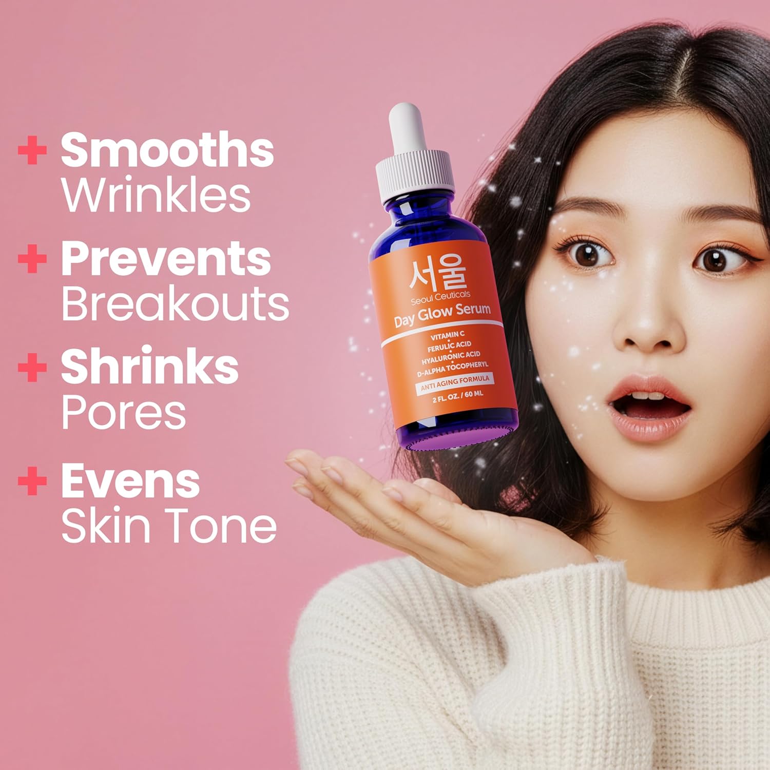 SeoulCeuticals Korean Skin Care 20% Vitamin C Hyaluronic Acid Serum + 