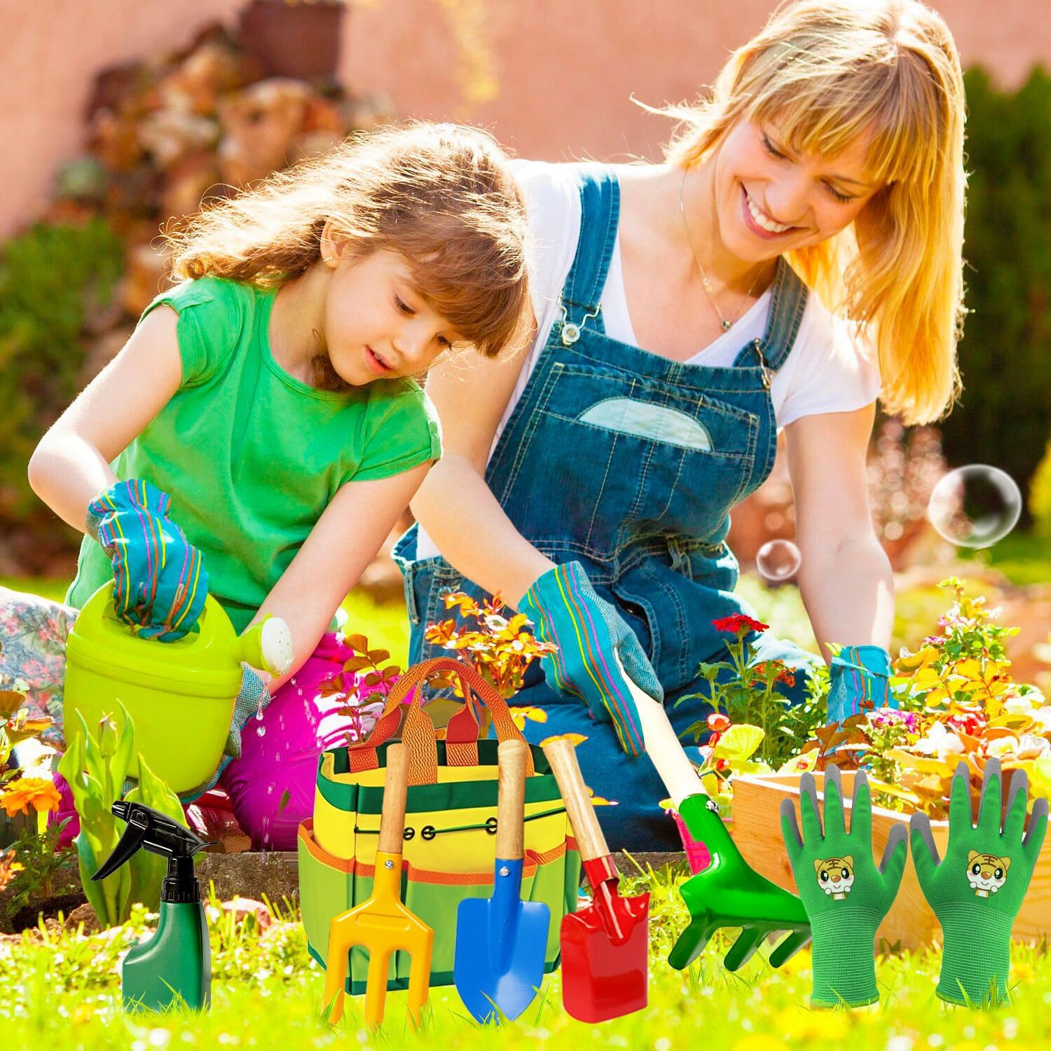 Kids Gardening Tools, Toddler Gardening Set for Kids Includes Rake, Sh