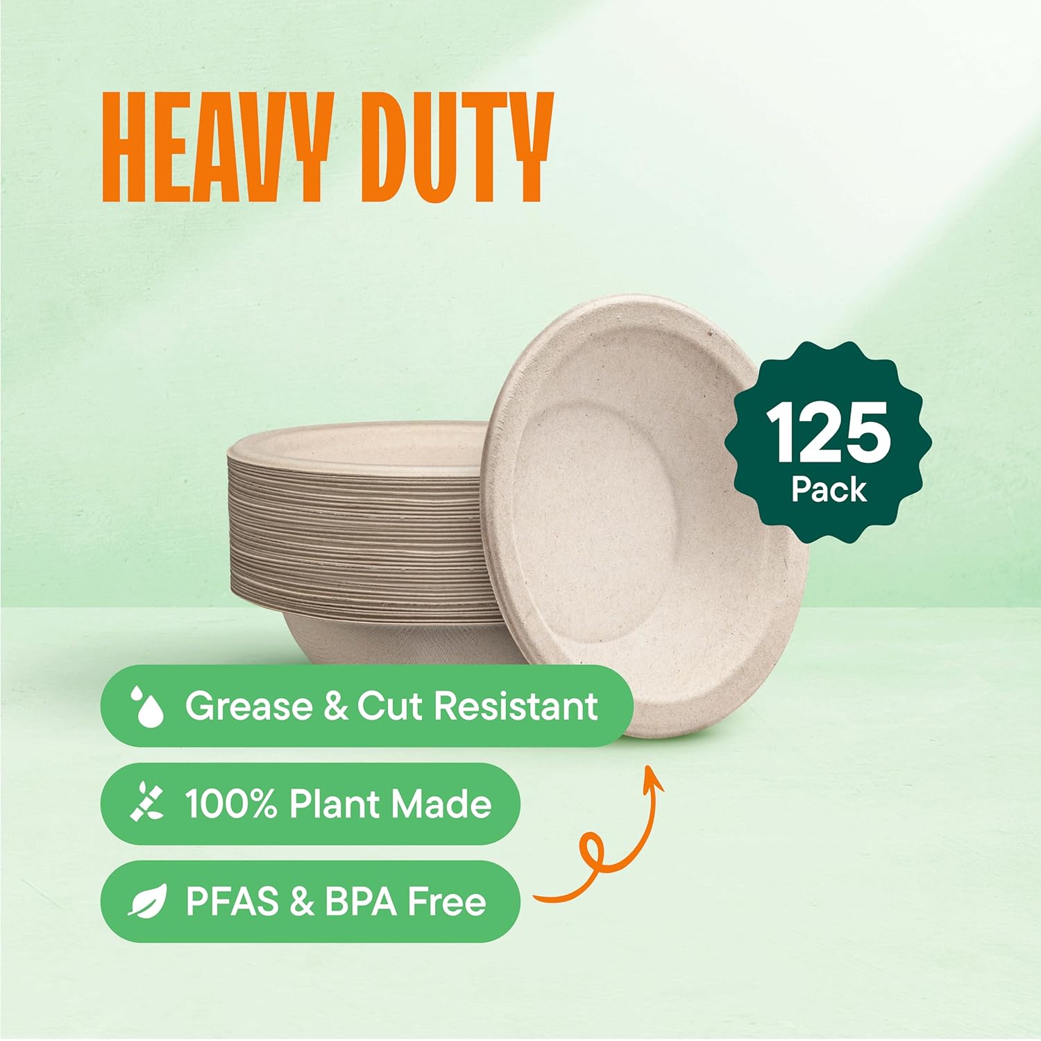 Stack Man Paper Bowls, 100% Compostable Disposable Soup Bowl [125-Pack