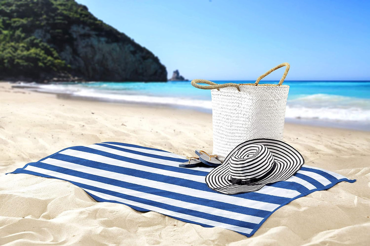 Utopia Towels 4 Pack Cabana Stripe Beach Towel, 30 by 60 Inches, Oversized 100% Ringspun Cotton Pool Towels, Highly Absorbent Bath Towels for Beach