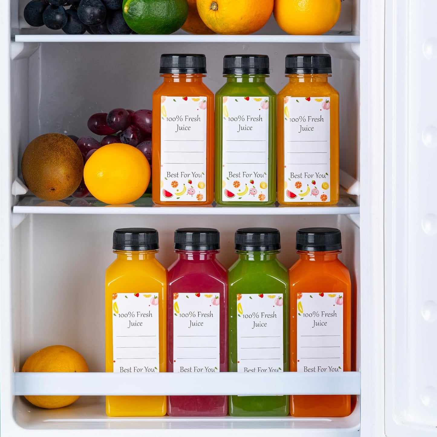 Juice Bottles with Caps 10Pcs 12oz, Plastic Bottleswith Caps, Clear Reusable Water Bottle, Used for Juicing Bottles, Smoothie Bottle, Juice Containers - with 10Pcs Labels & Bottle Brush