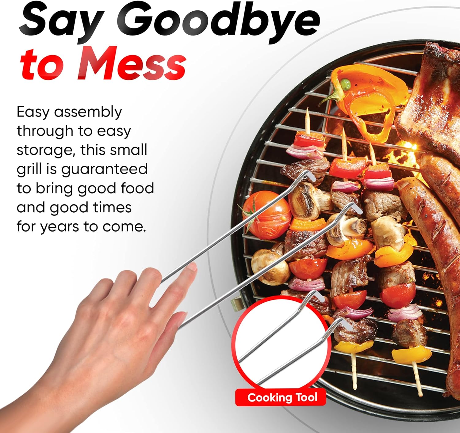 Gas One – 14-inch Portable Barbecue Grill with 3-Point Locking Lid for