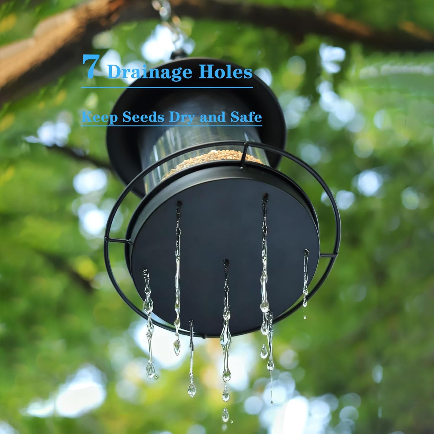 Bird Feeders for Outdoors,Hanging Bird Feeder with Locking Lid, Metal 