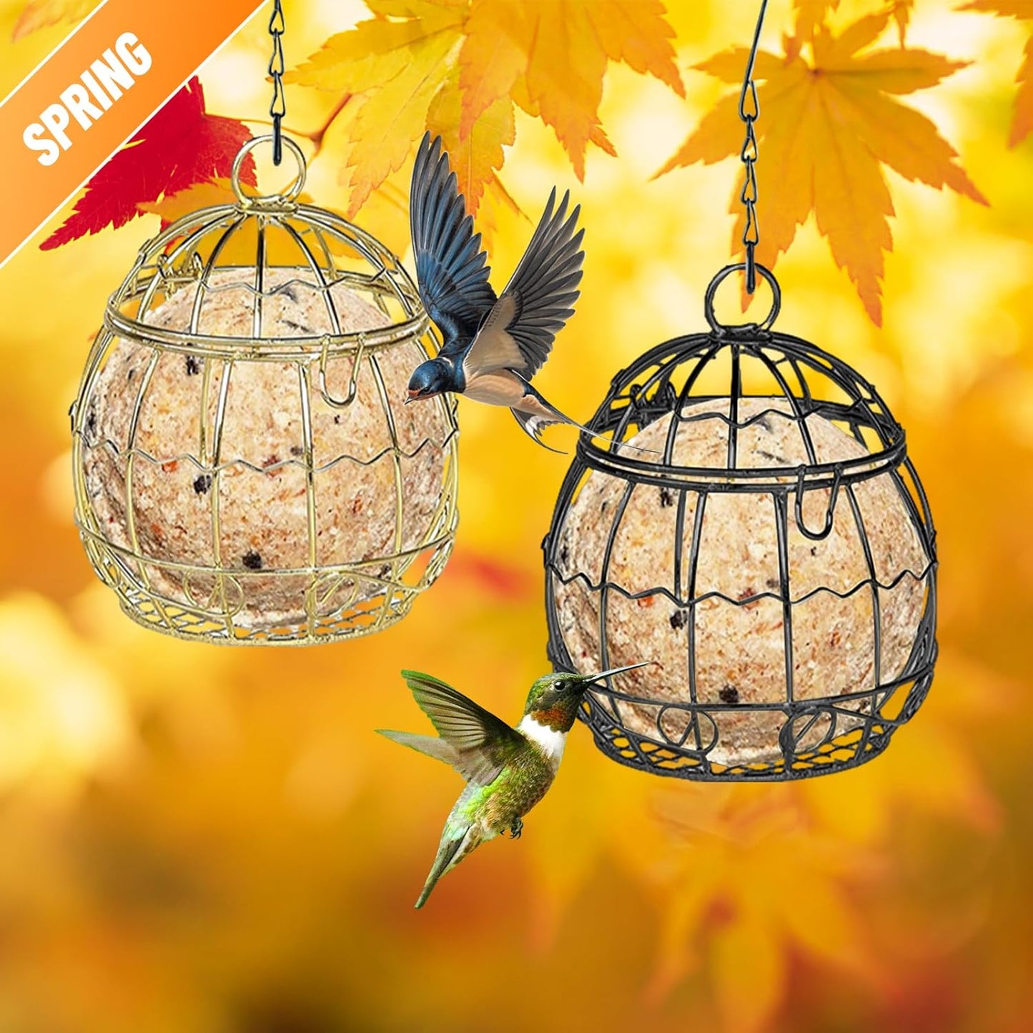 8pcs Suet Ball Feeders - Metal Hanging Bird Feeder with Hooks for Wild Birds Outdoor Garden