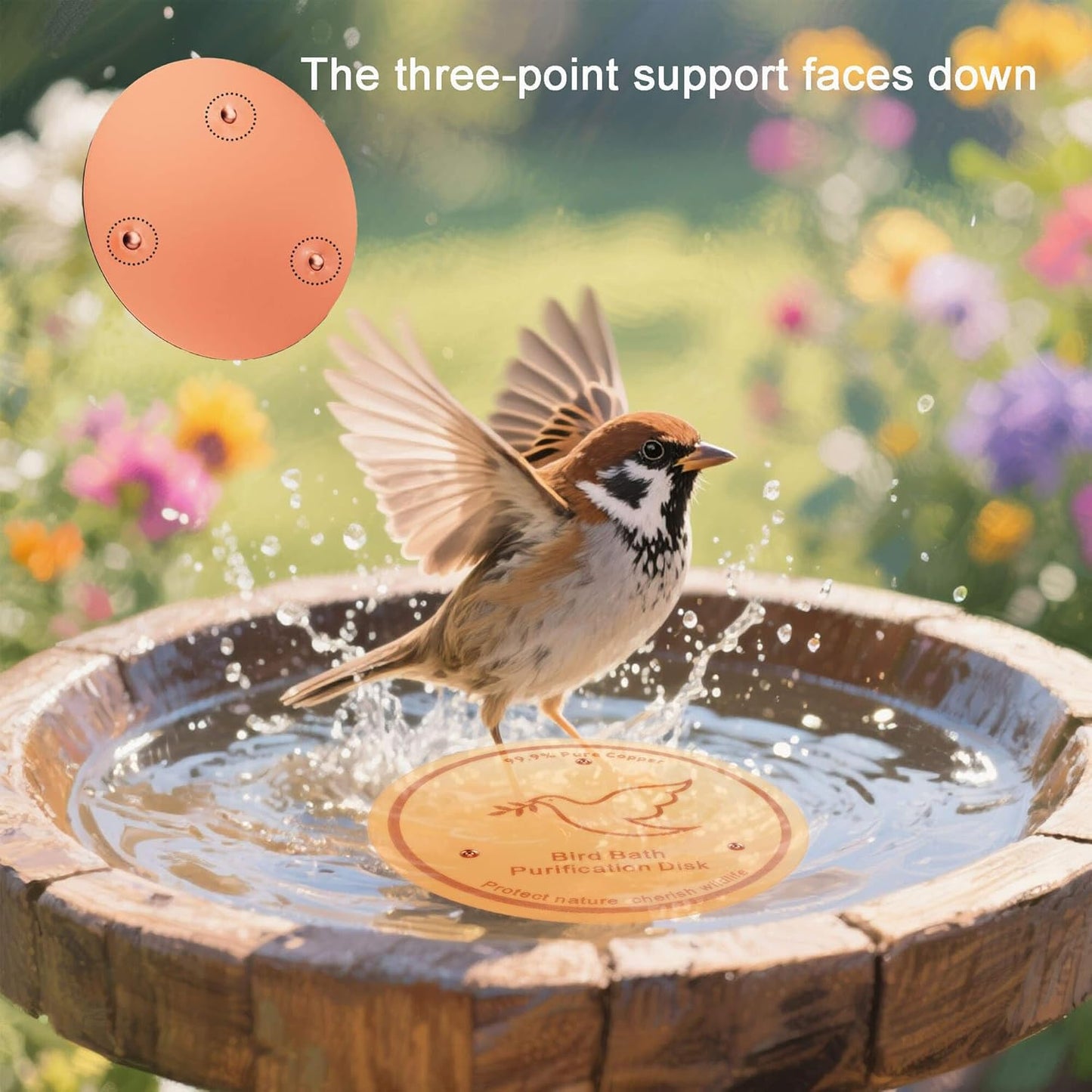 1Pack Bird Bath Copper Purification Disk | 0.6mm Reinforced 99.9% Pure