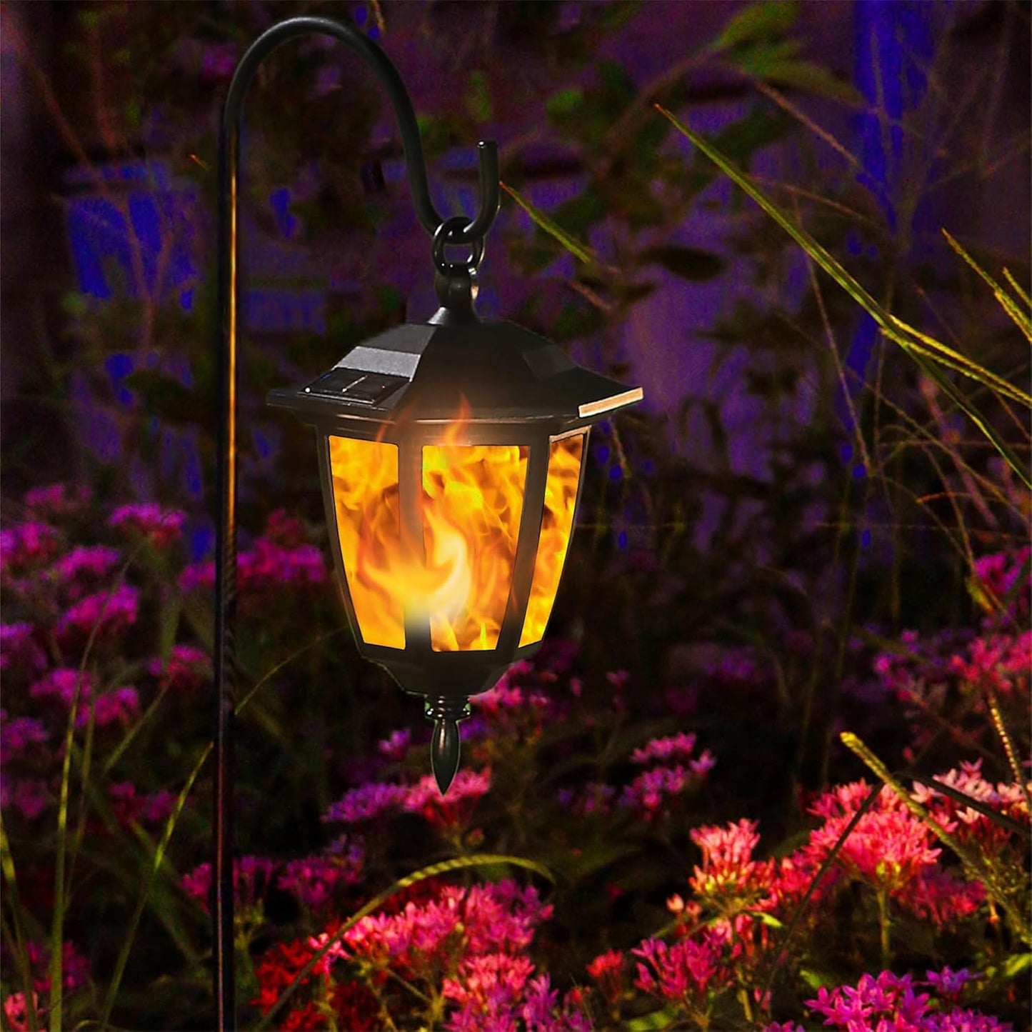 Dynaming 4 Pack Solar Flame Hanging Lights Outdoor, Halloween Solar Fl