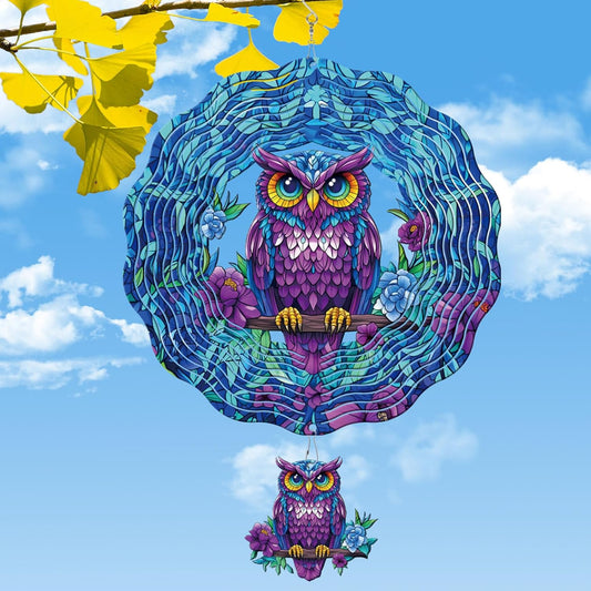 Owl Wind Spinner Gifts for Women, Owl Hanging Wind Spinners Outdoor Gifts for Mom Men Grandma Husband, Bird 3D Stainless Steel Metal Xmas Decor for Yard and Garden Christmas (12 X 12 Inches)