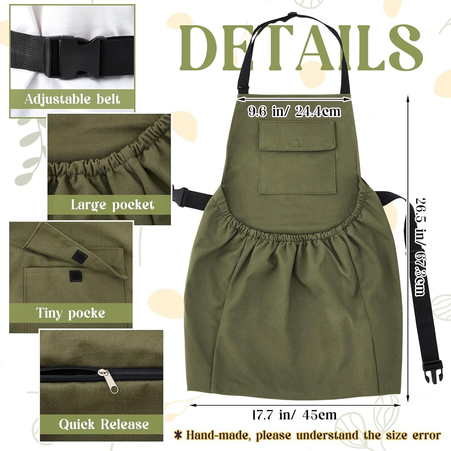 Gardening Apron Harvest Apron with Release Pockets, Gift for Women & M
