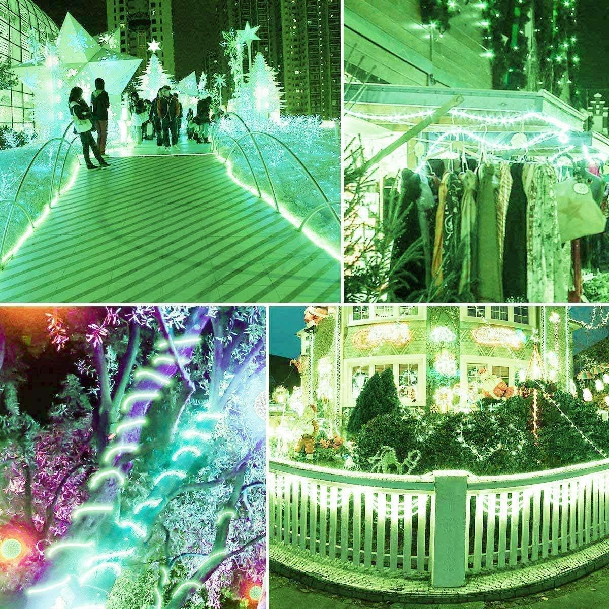 Solar Rope Lights, 50 LEDs 23ft Waterproof Outdoor String Lights with 8 Modes, Solar Powered Garden Lights for Yard, Fence, Path, Tree, Wedding & Party Decoration (Green)