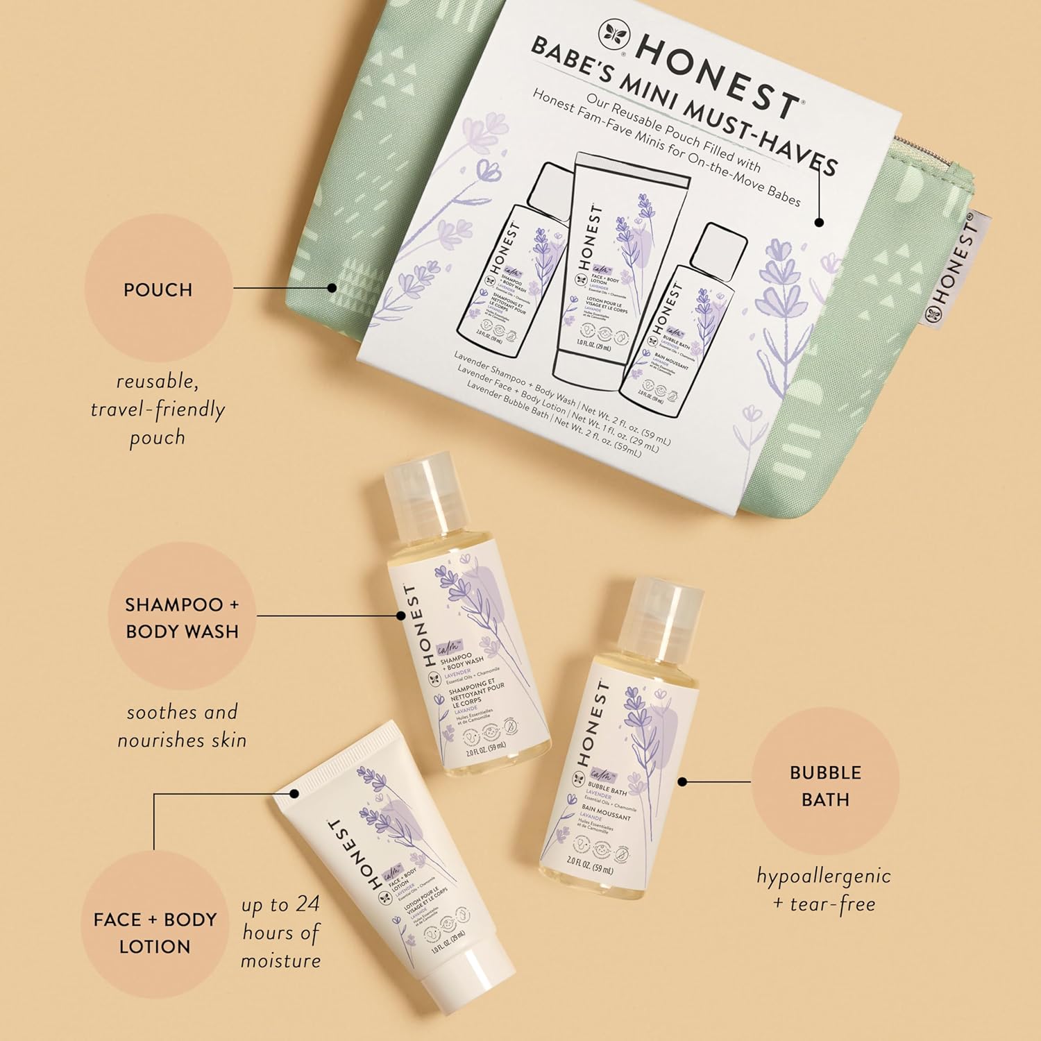 The Honest Company Babe's Mini Must Haves Gift Set Travel Size Hypoall