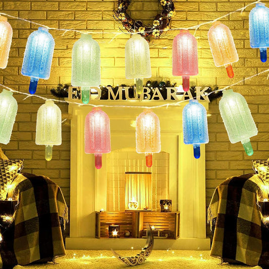 Abeja Popsicle Decorations String Lights, 8.5Ft Colorful Ice Cream Patio String Lights with 10 Popsicle Shaped Lights for Garden Bedroom Summer Theme Beach Decorative Lights