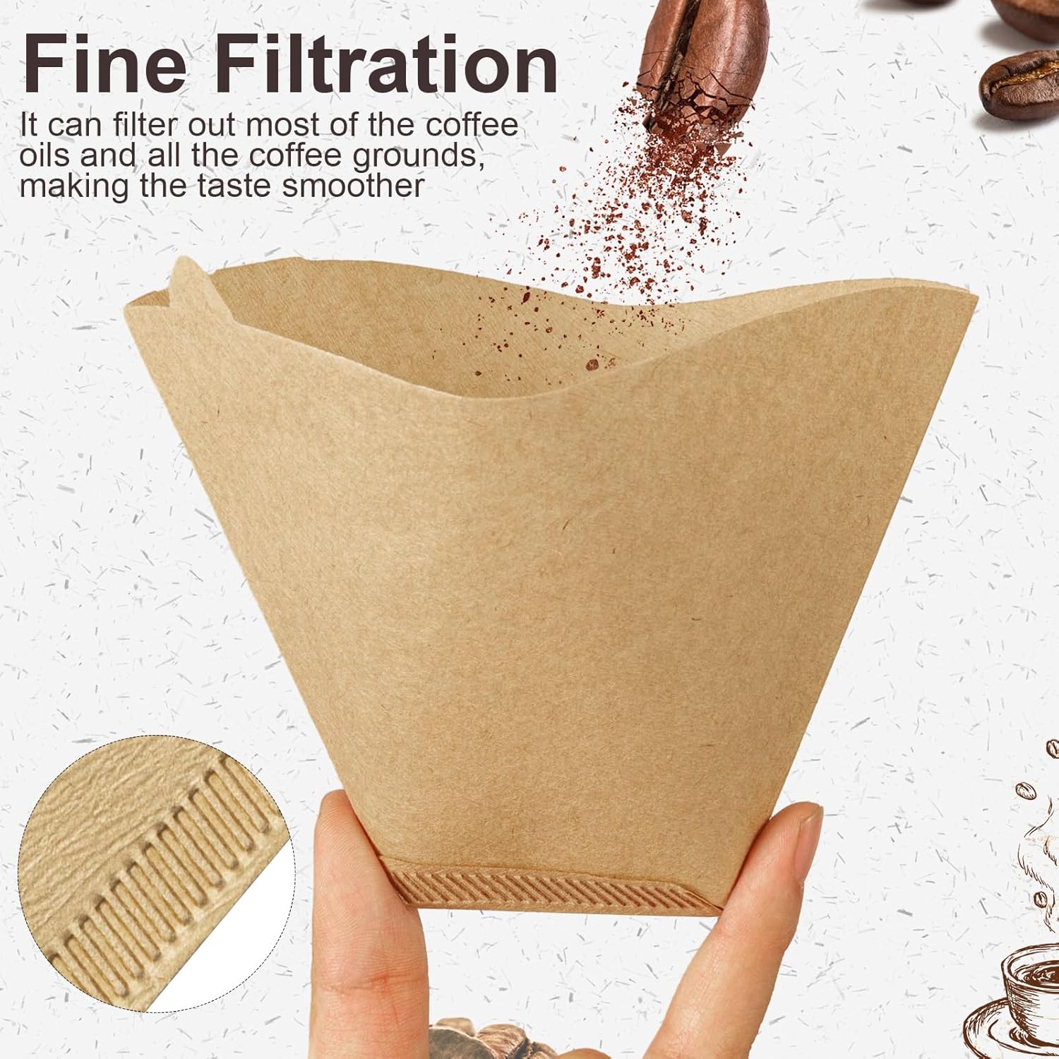 100Pcs Coffee Filters #4, Unbleached Natural Coffee Filters 8-12 Cup, 